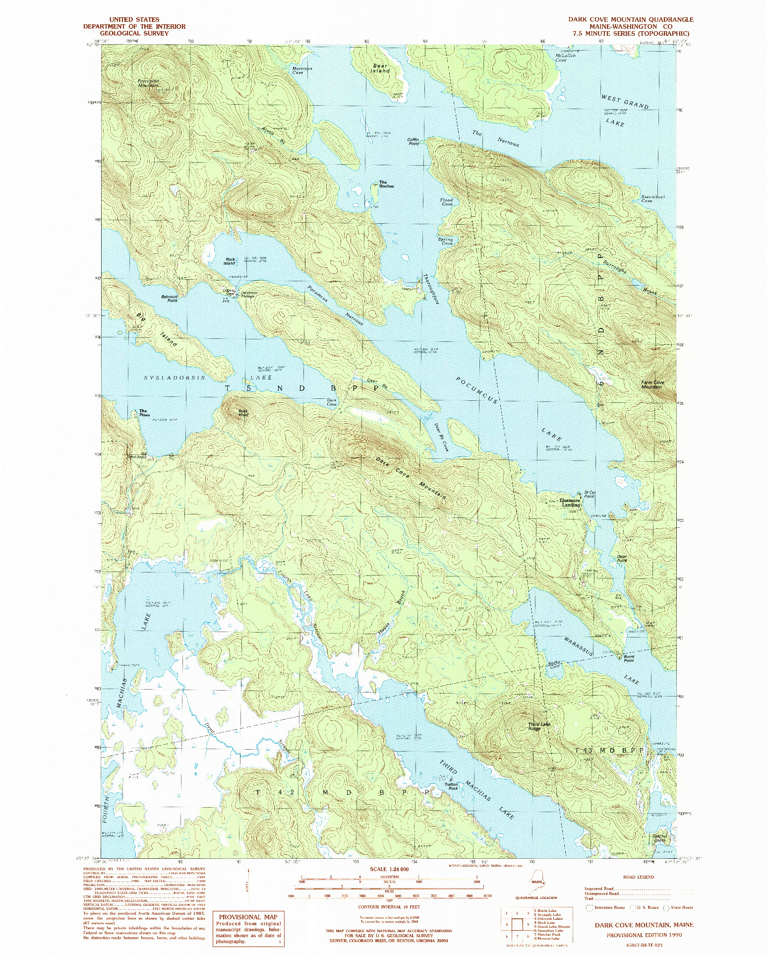USGS 1:24000-SCALE QUADRANGLE FOR DARK COVE MOUNTAIN, ME 1990