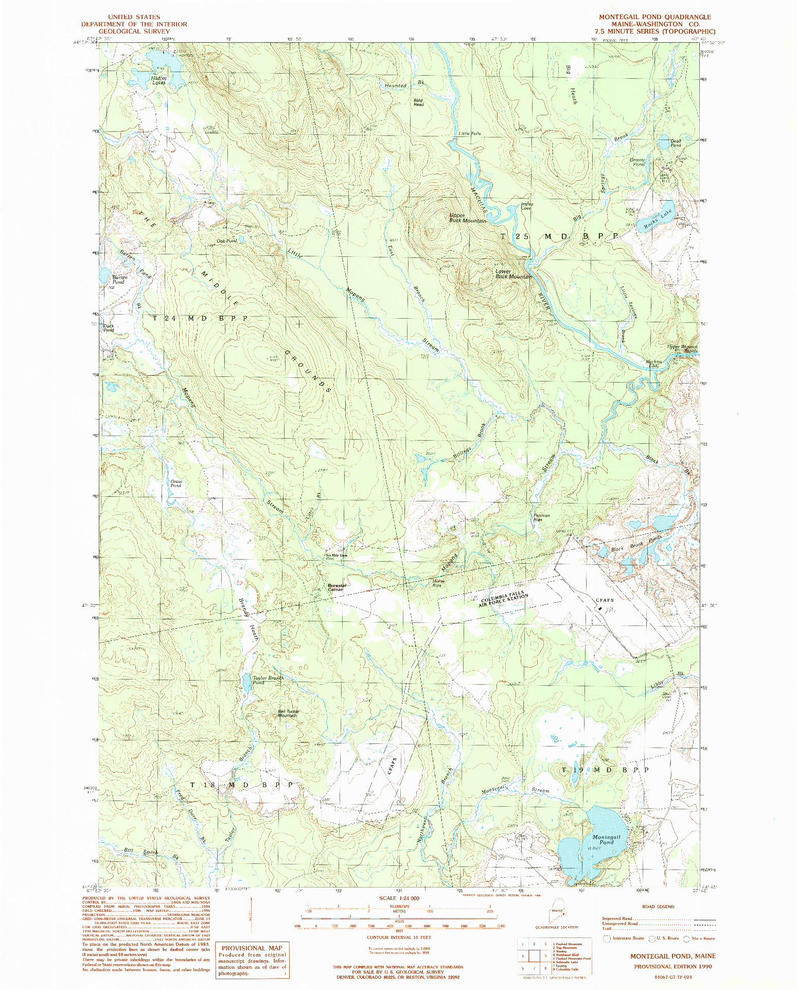 USGS 1:24000-SCALE QUADRANGLE FOR MONTEGAIL POND, ME 1990