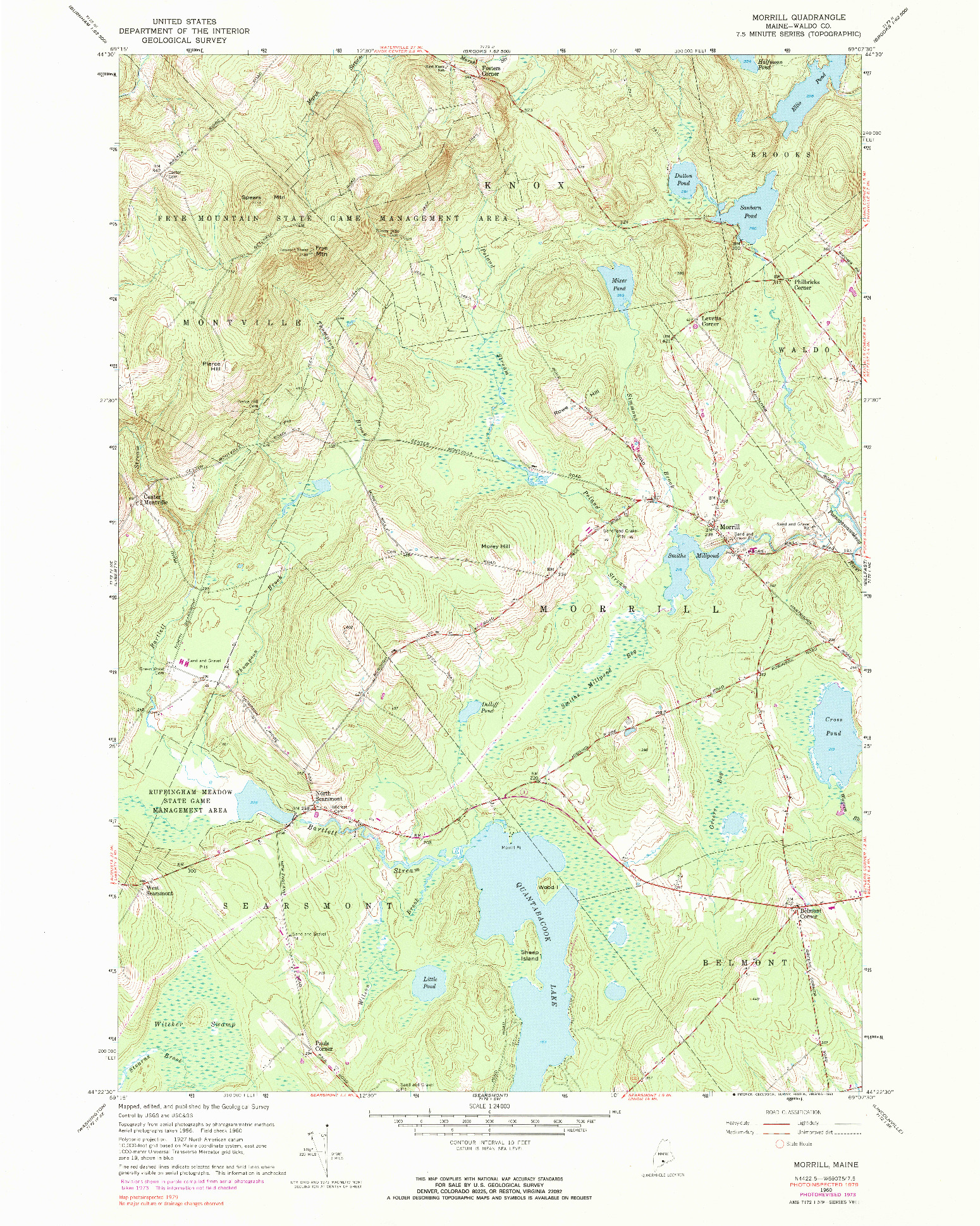 USGS 1:24000-SCALE QUADRANGLE FOR MORRILL, ME 1960