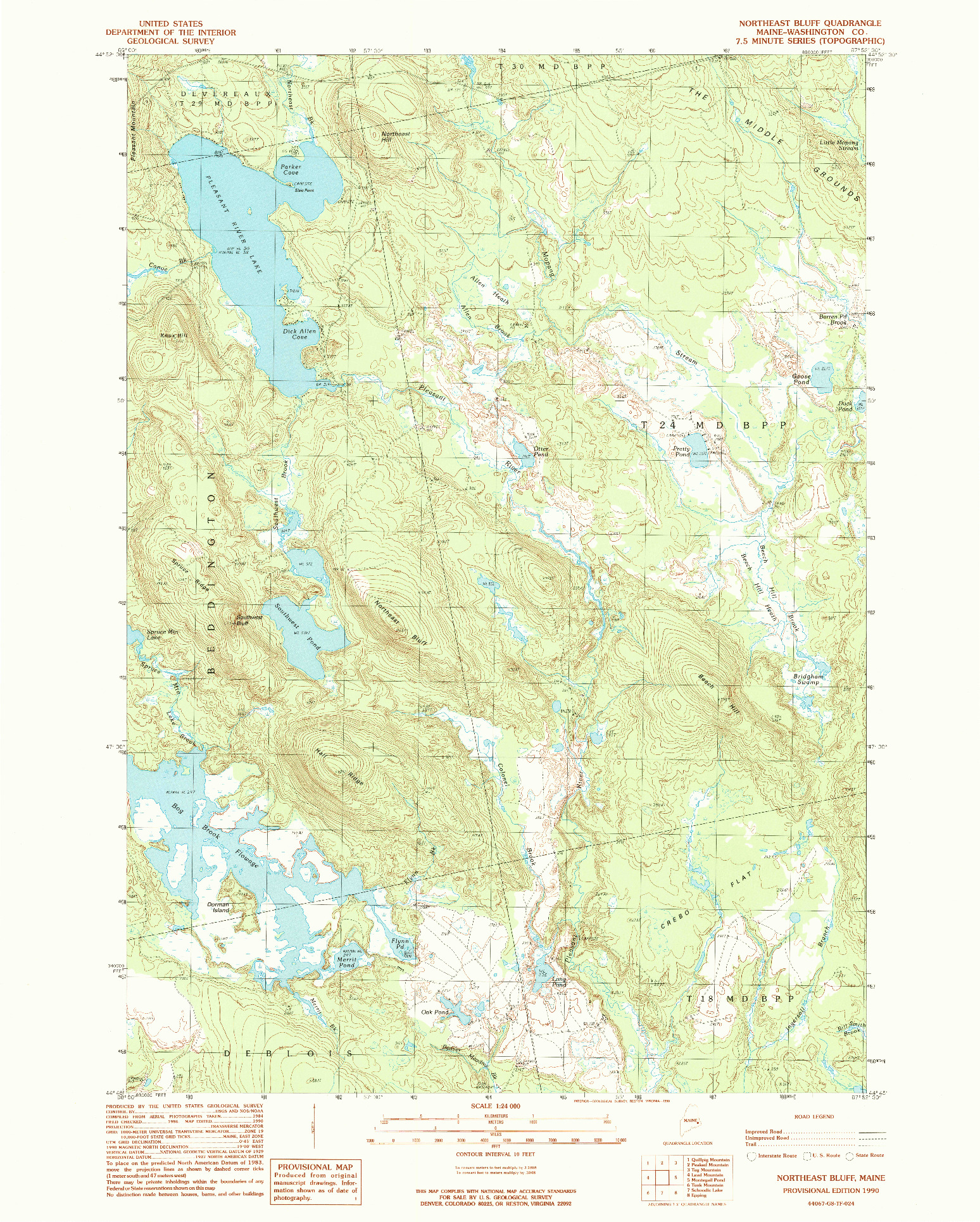 USGS 1:24000-SCALE QUADRANGLE FOR NORTHEAST BLUFF, ME 1990