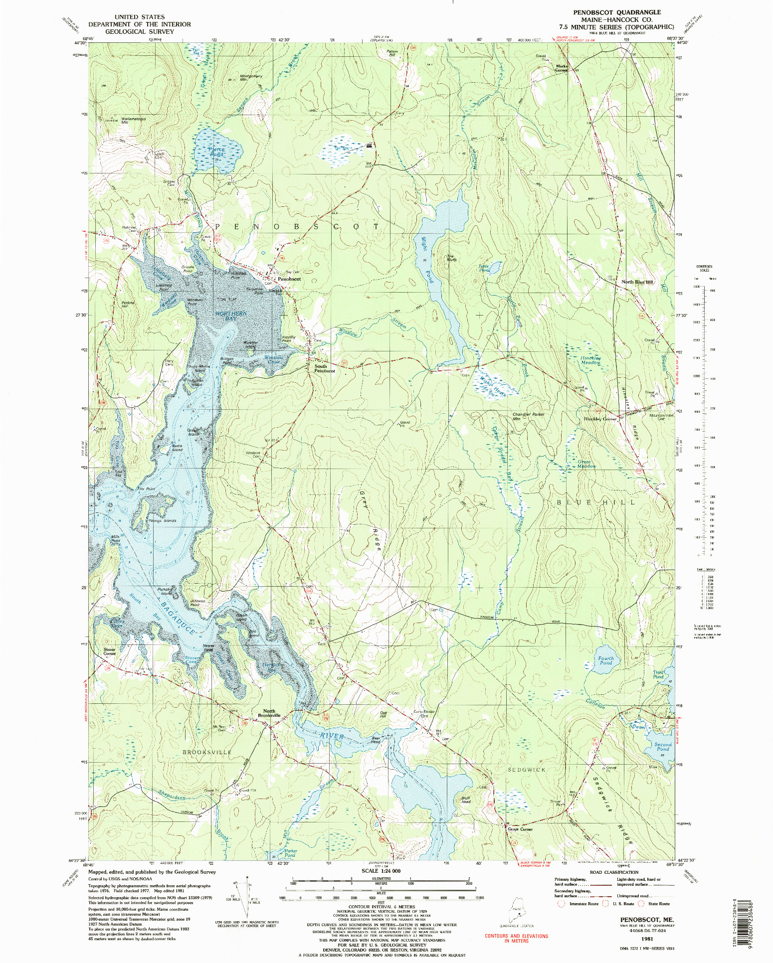 USGS 1:24000-SCALE QUADRANGLE FOR PENOBSCOT, ME 1981