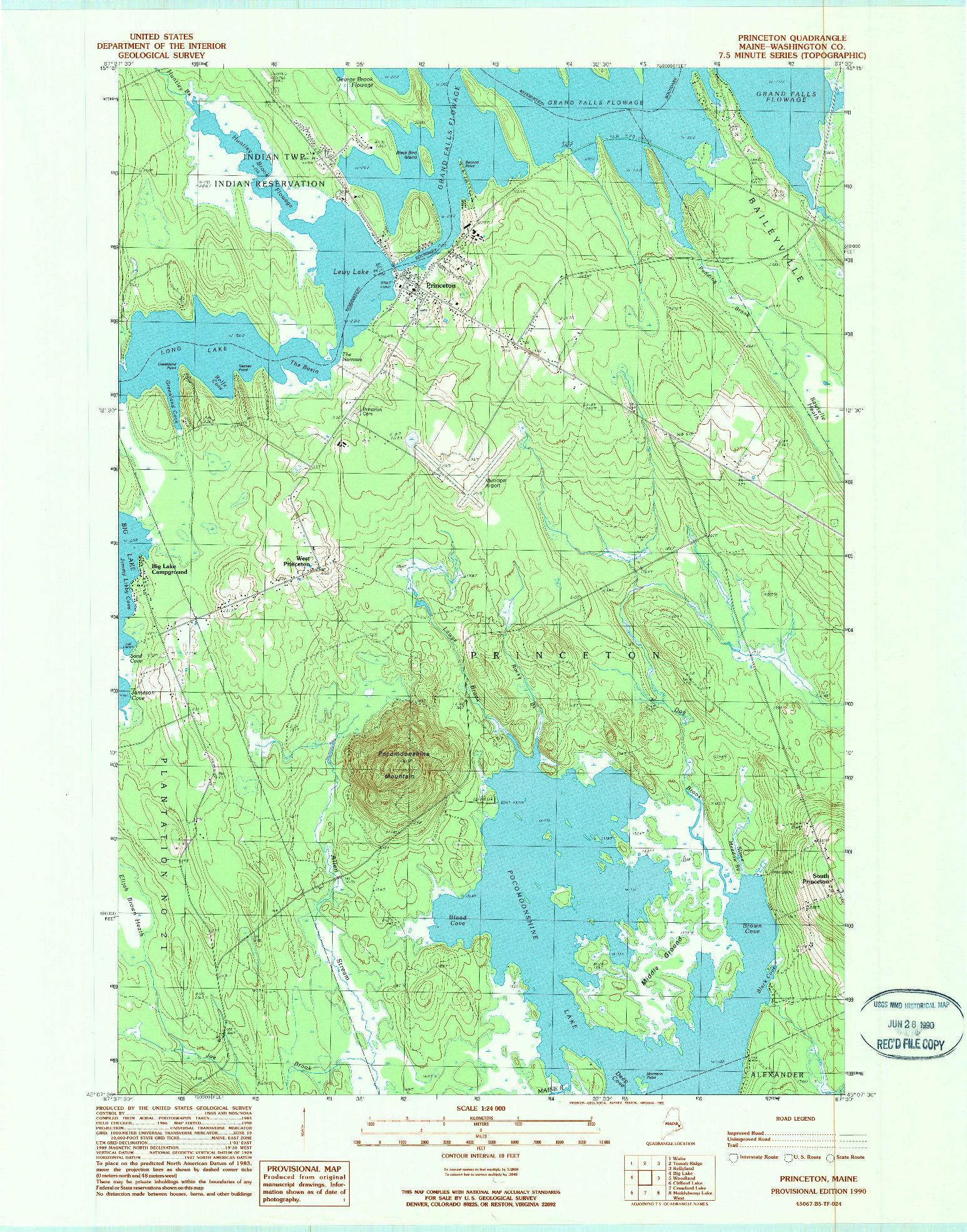 USGS 1:24000-SCALE QUADRANGLE FOR PRINCETON, ME 1990