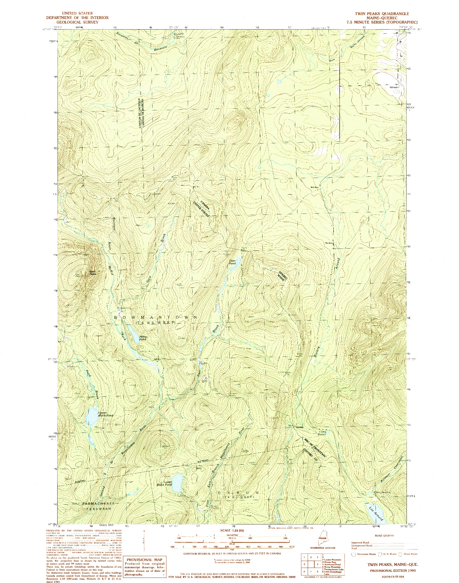 USGS 1:24000-SCALE QUADRANGLE FOR TWIN PEAKS, ME 1990