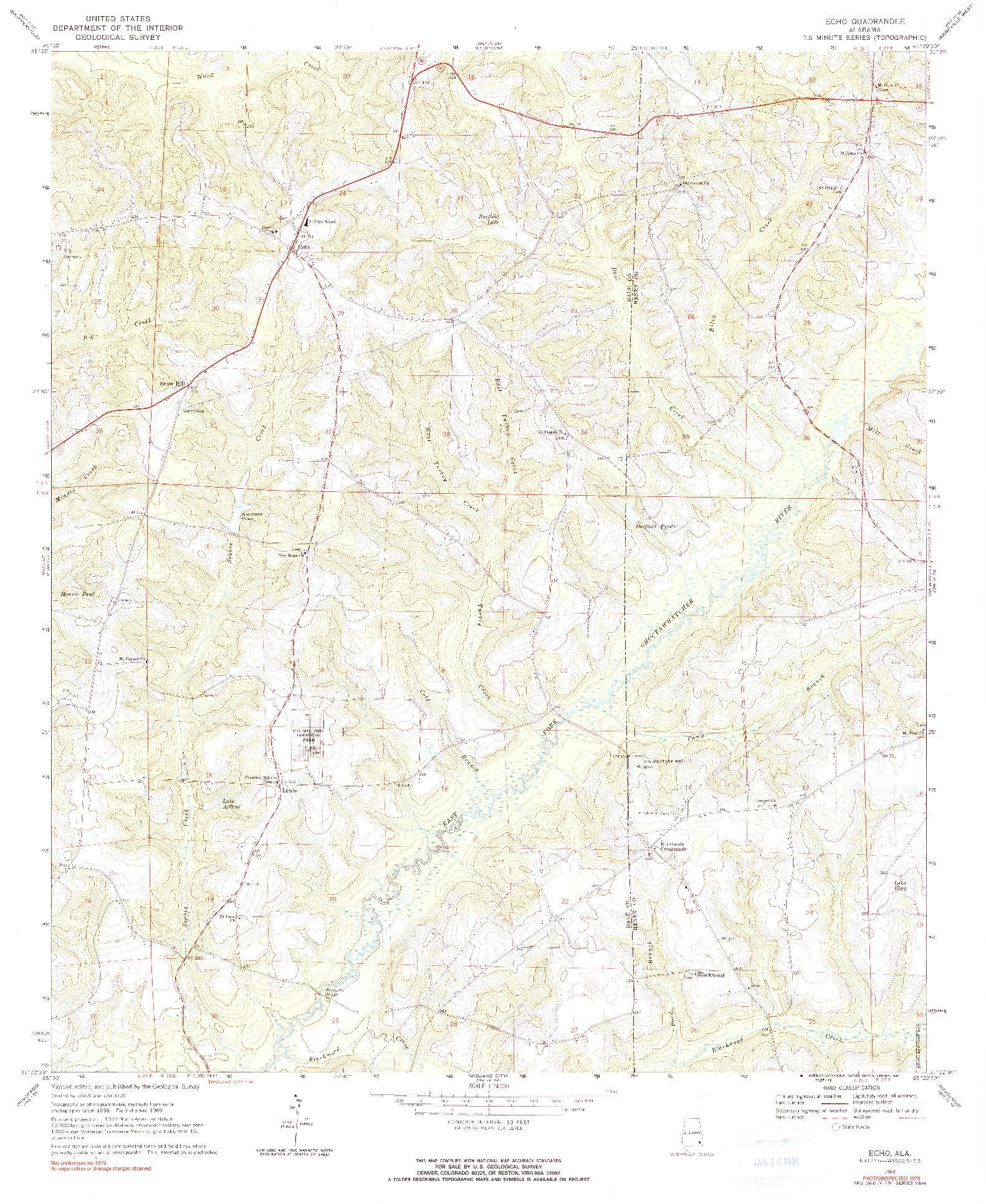USGS 1:24000-SCALE QUADRANGLE FOR ECHO, AL 1969