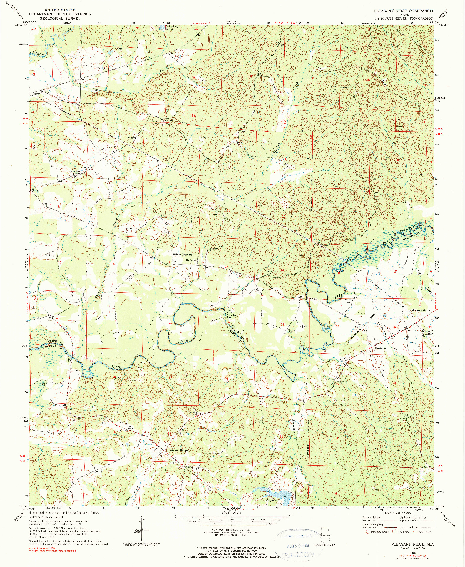 USGS 1:24000-SCALE QUADRANGLE FOR PLEASANT RIDGE, AL 1970