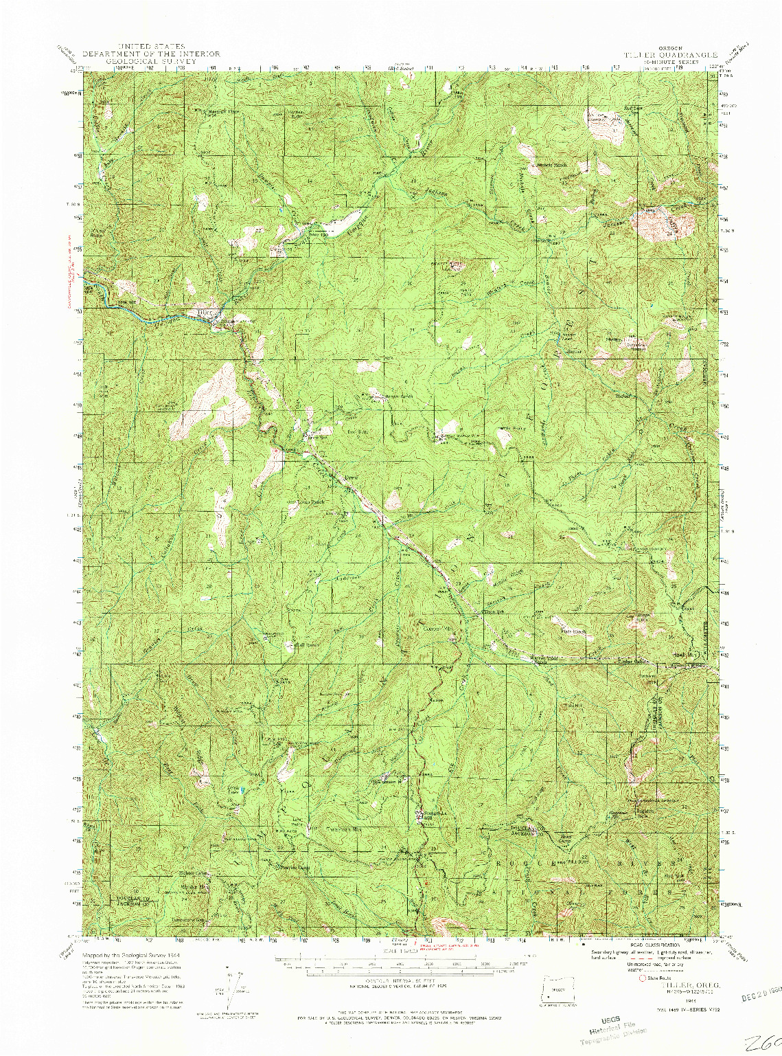 USGS 1:62500-SCALE QUADRANGLE FOR TILLER, OR 1944