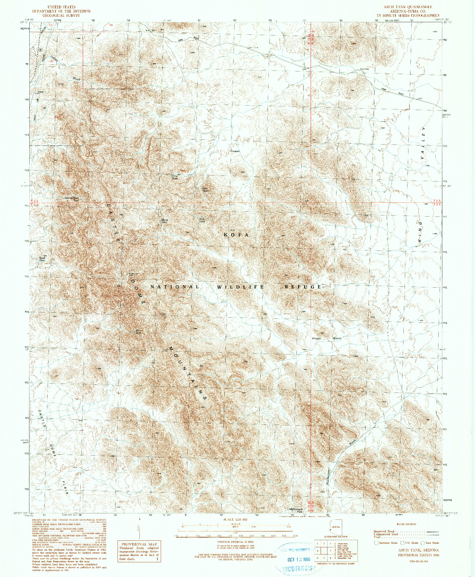 USGS 1:24000-SCALE QUADRANGLE FOR ARCH TANK, AZ 1990
