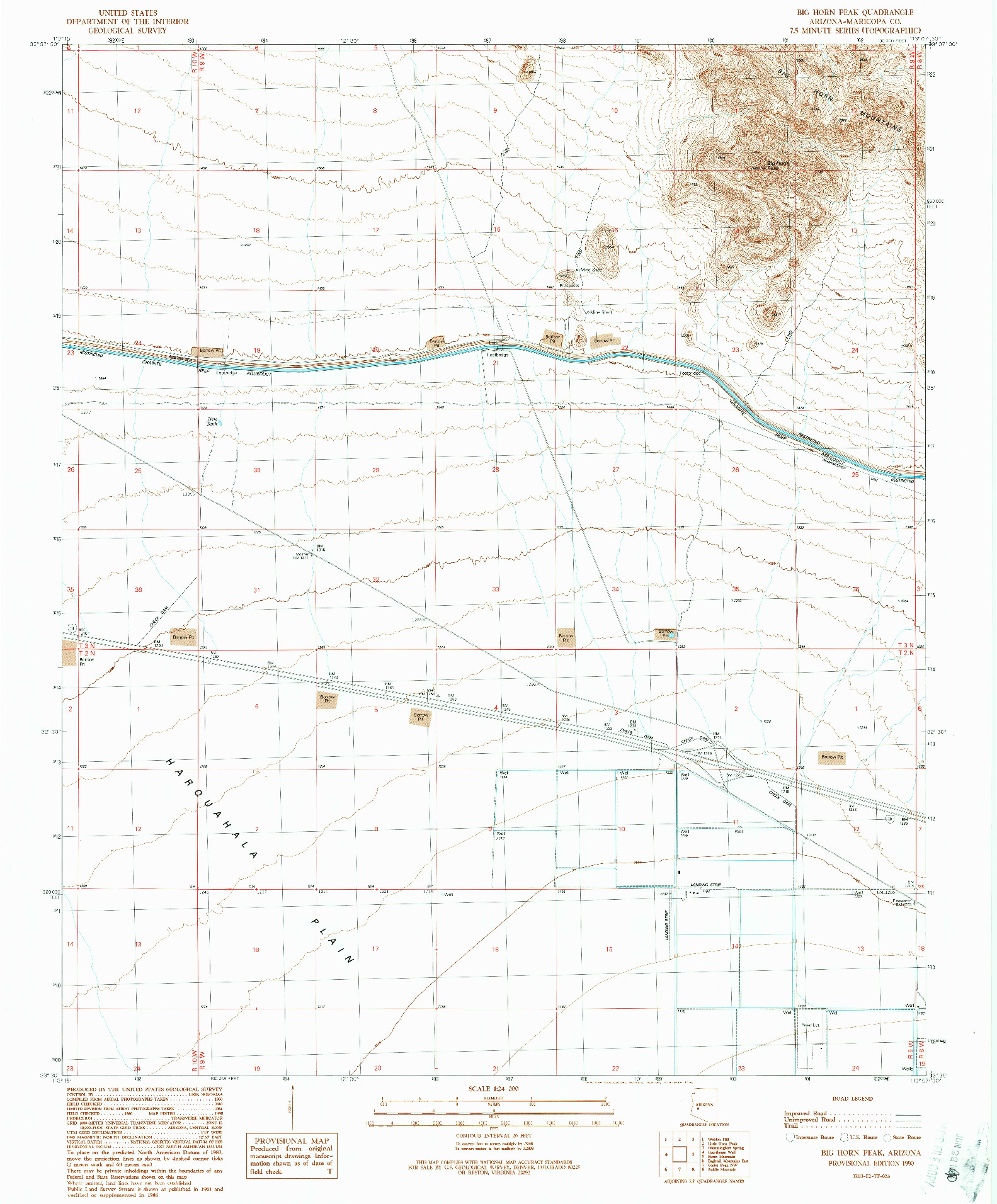 USGS 1:24000-SCALE QUADRANGLE FOR BIG HORN PEAK, AZ 1990