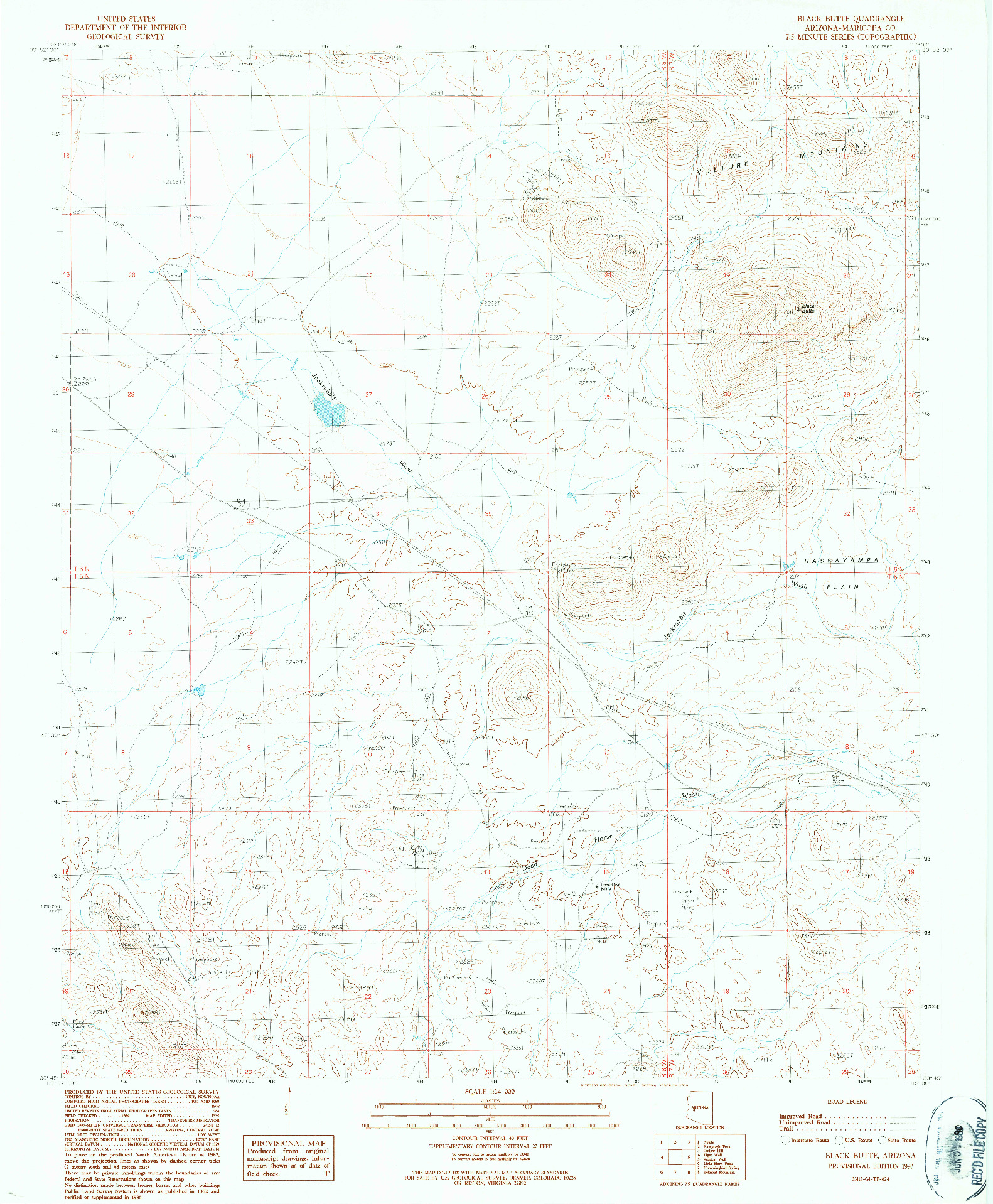 USGS 1:24000-SCALE QUADRANGLE FOR BLACK BUTTE, AZ 1990