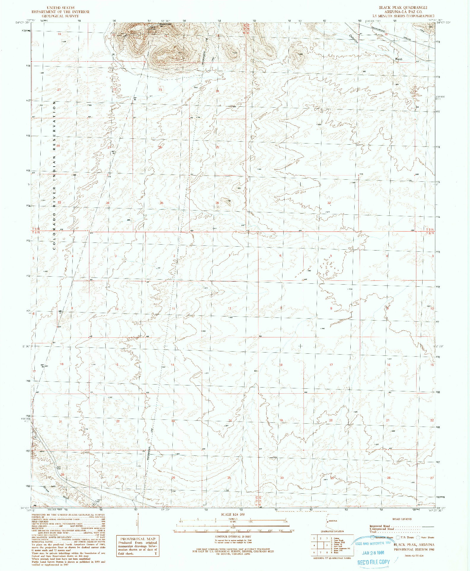 USGS 1:24000-SCALE QUADRANGLE FOR BLACK PEAK, AZ 1990