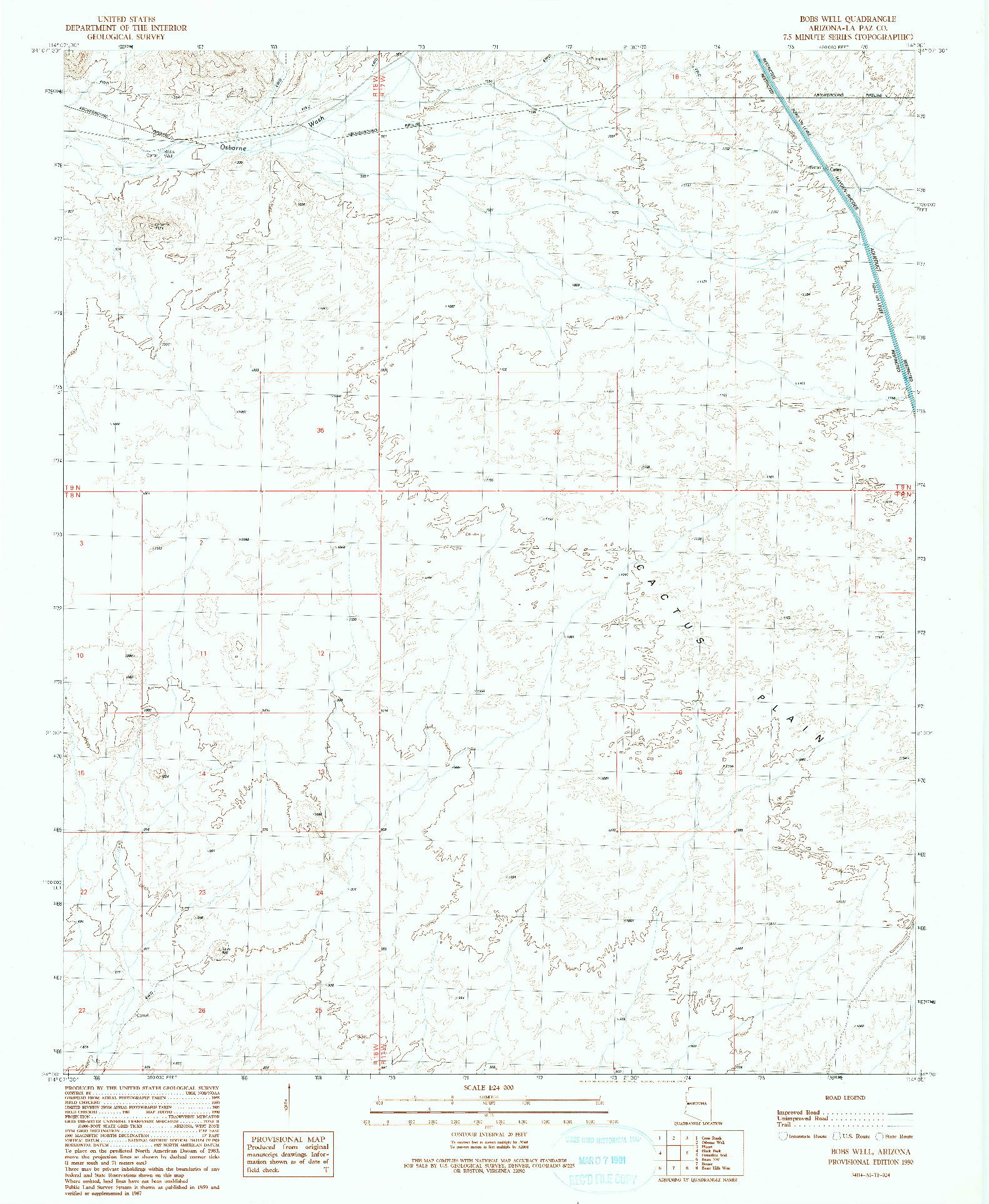 USGS 1:24000-SCALE QUADRANGLE FOR BOBS WELL, AZ 1990