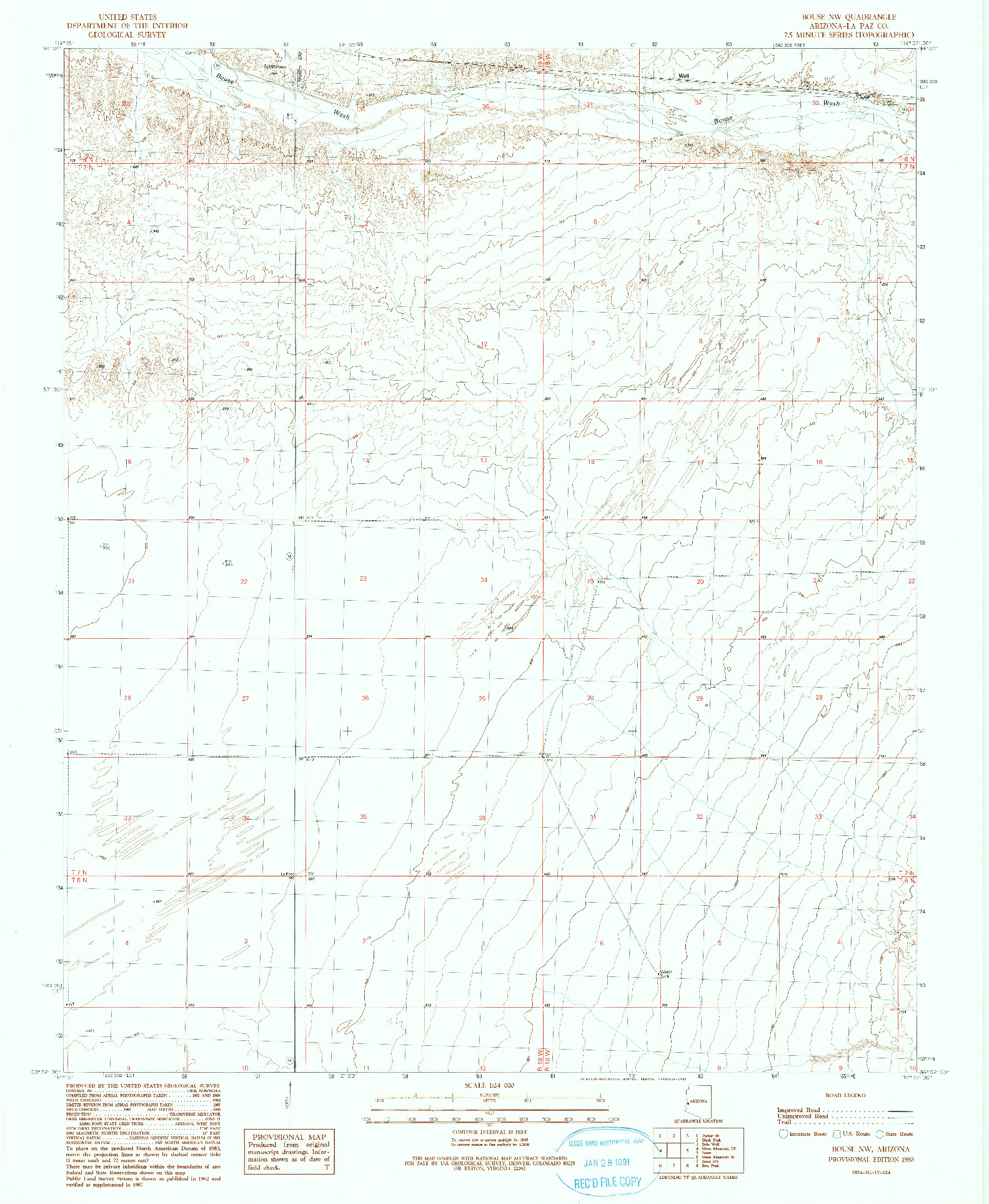 USGS 1:24000-SCALE QUADRANGLE FOR BOUSE NW, AZ 1990