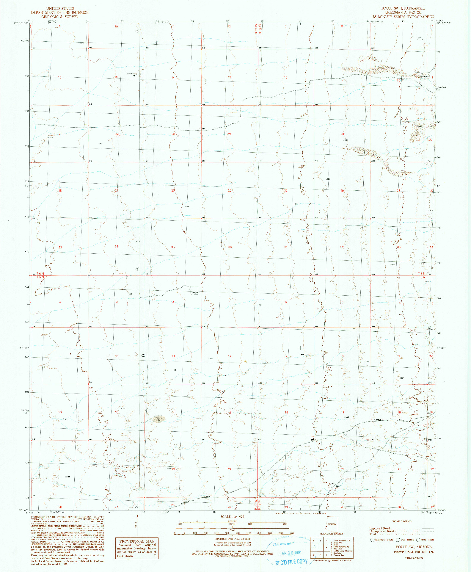 USGS 1:24000-SCALE QUADRANGLE FOR BOUSE SW, AZ 1990