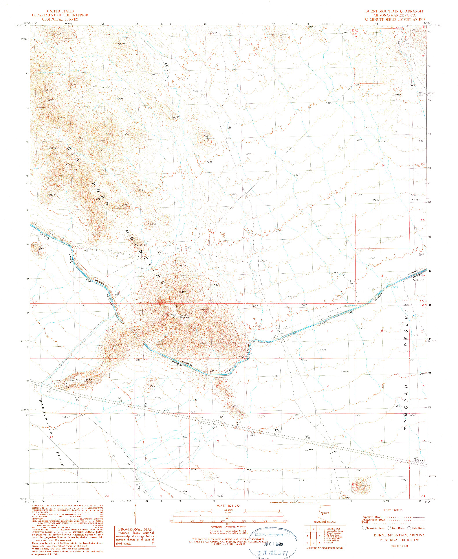 USGS 1:24000-SCALE QUADRANGLE FOR BURNT MOUNTAIN, AZ 1990