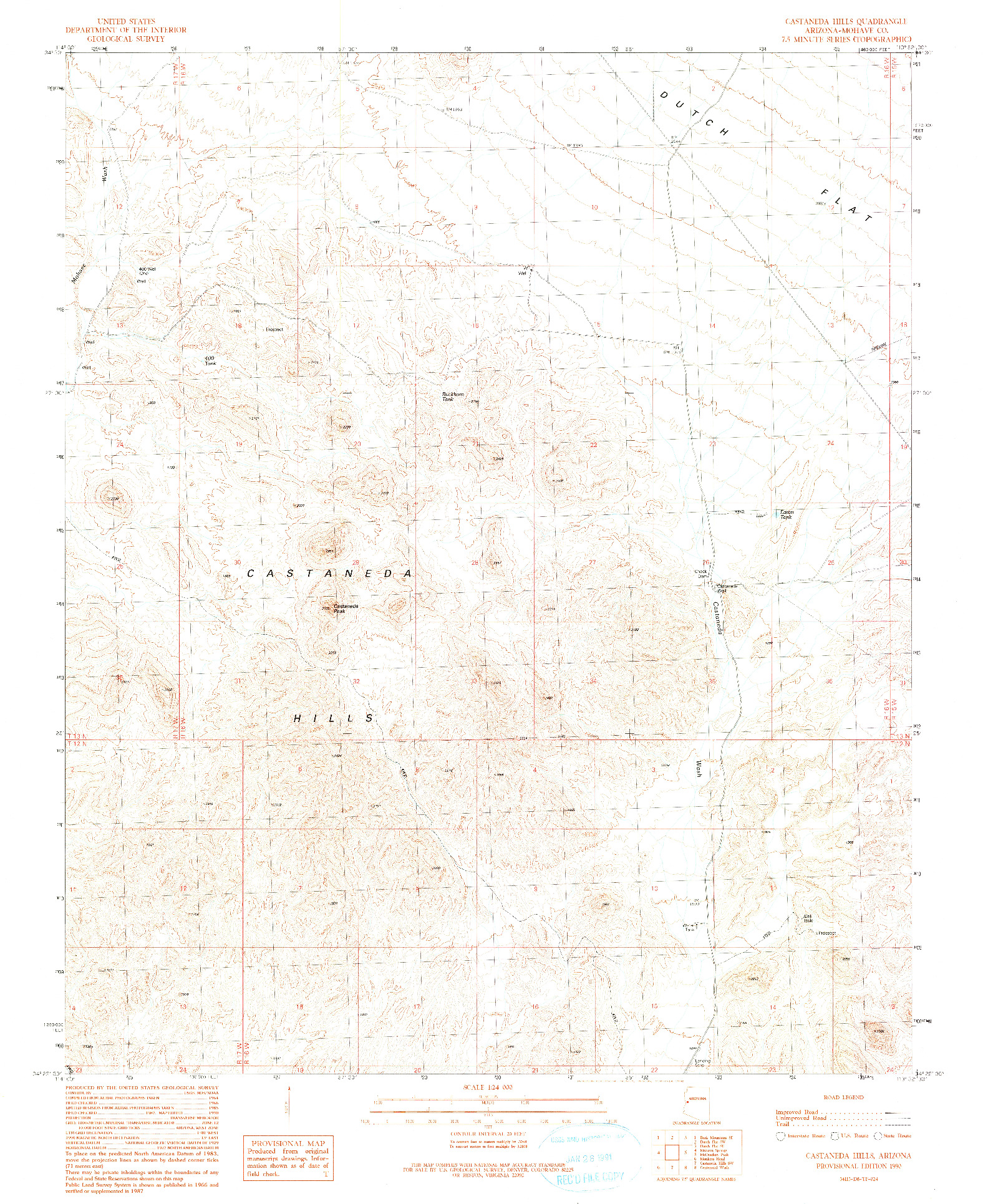 USGS 1:24000-SCALE QUADRANGLE FOR CASTANEDA HILLS, AZ 1990