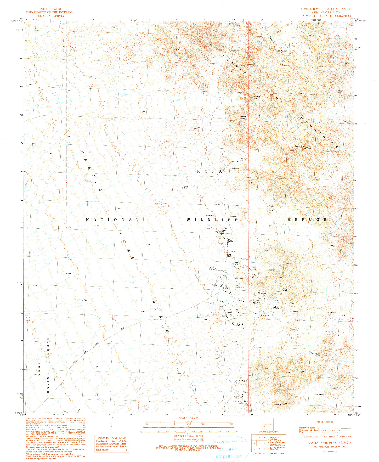USGS 1:24000-SCALE QUADRANGLE FOR CASTLE DOME PEAK, AZ 1990