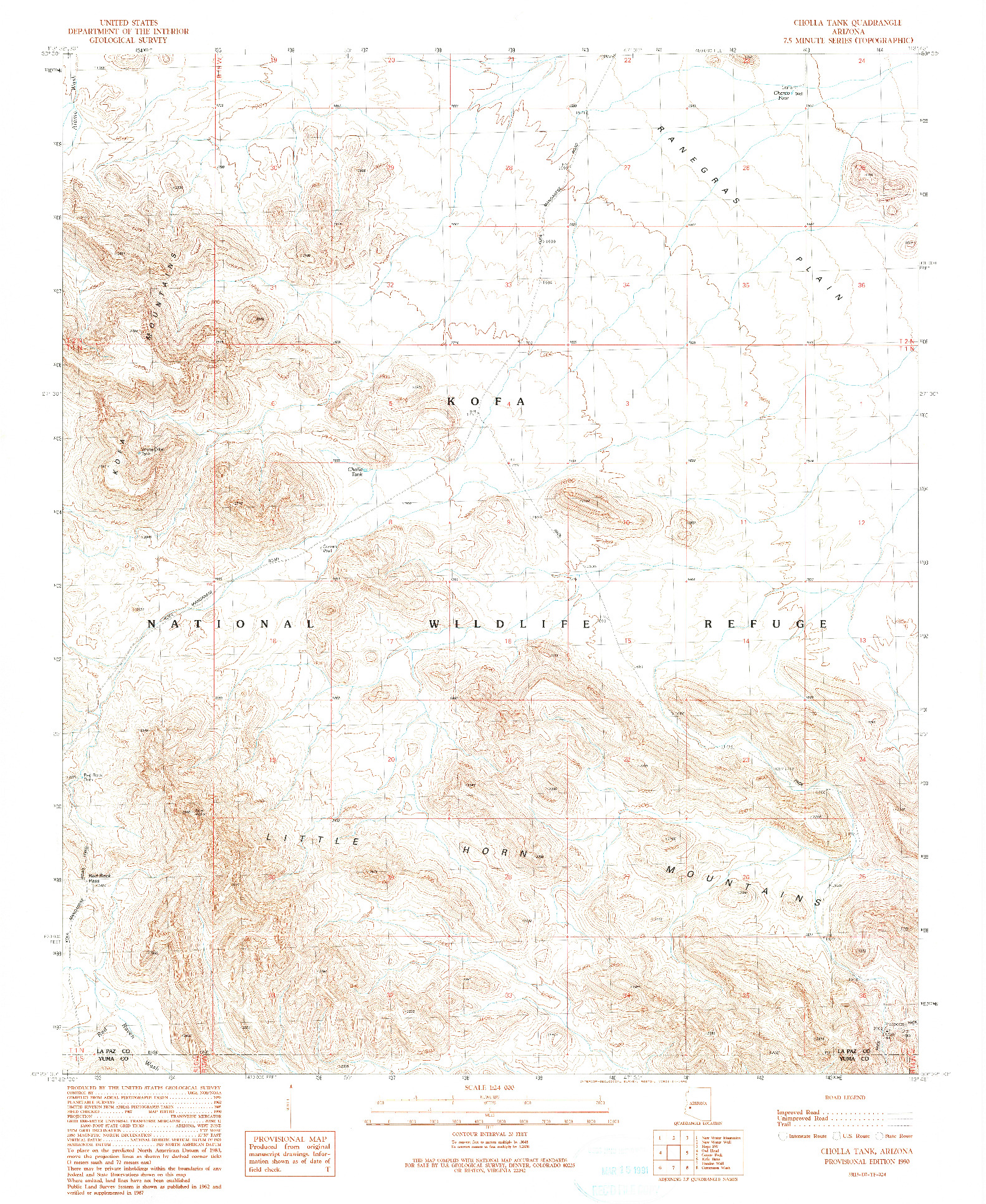USGS 1:24000-SCALE QUADRANGLE FOR CHOLLA TANK, AZ 1990