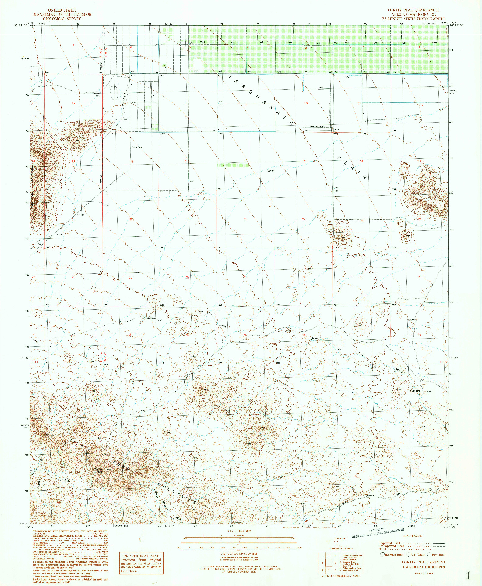 USGS 1:24000-SCALE QUADRANGLE FOR CORTEZ PEAK, AZ 1989