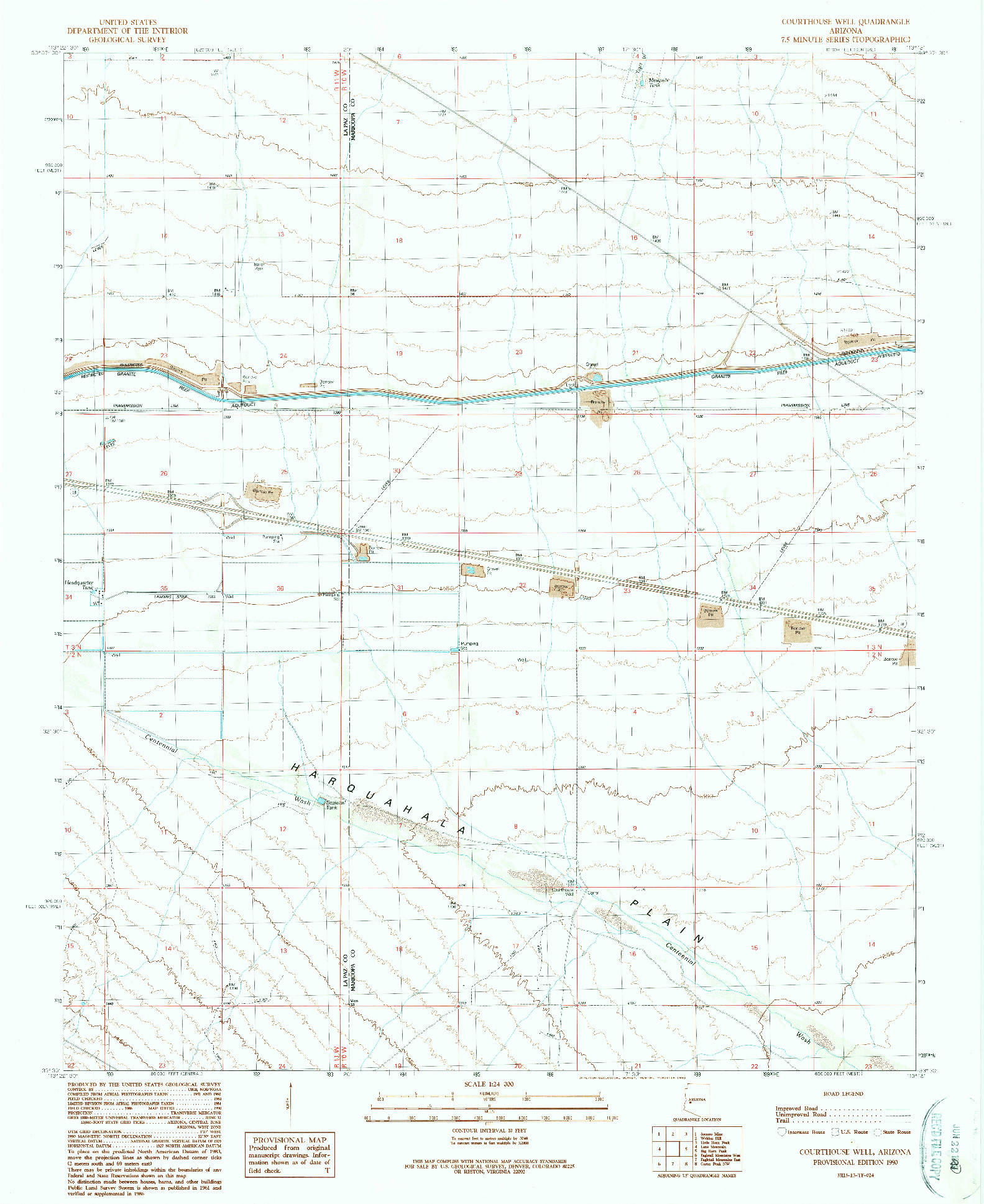 USGS 1:24000-SCALE QUADRANGLE FOR COURTHOUSE WELL, AZ 1990