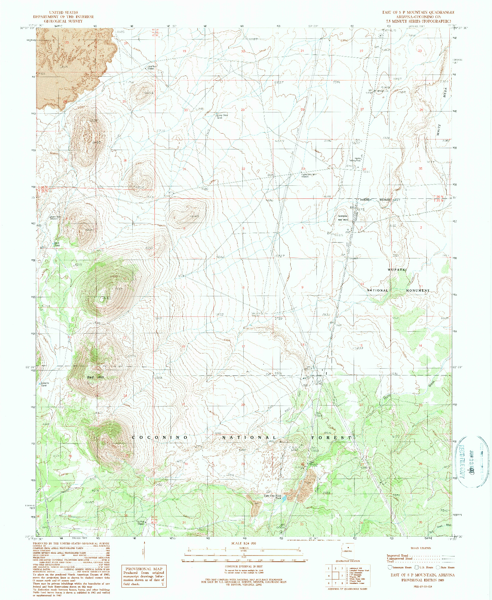 USGS 1:24000-SCALE QUADRANGLE FOR EAST OF S P MOUNTAIN, AZ 1989