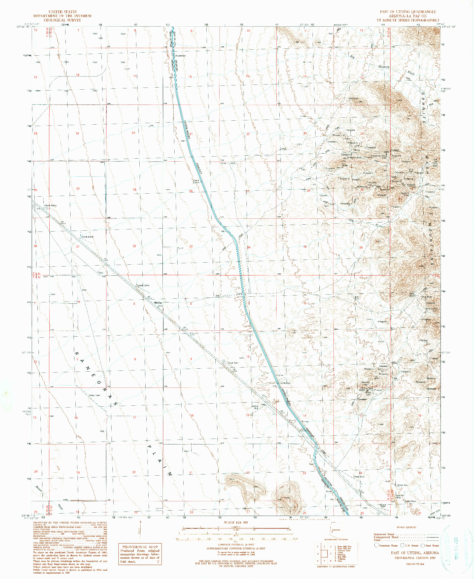 USGS 1:24000-SCALE QUADRANGLE FOR EAST OF UTTING, AZ 1990