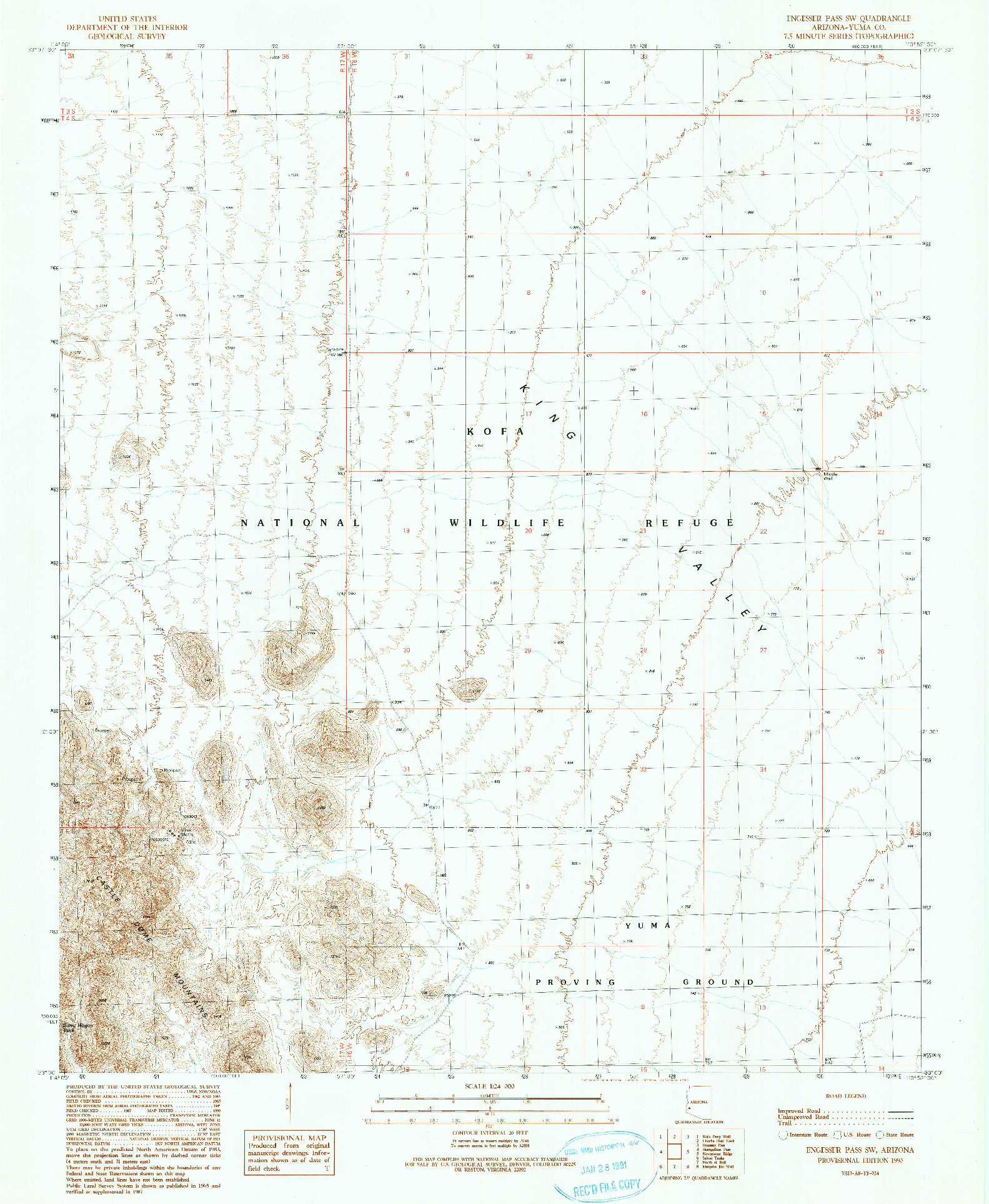USGS 1:24000-SCALE QUADRANGLE FOR ENGESSER PASS SW, AZ 1990