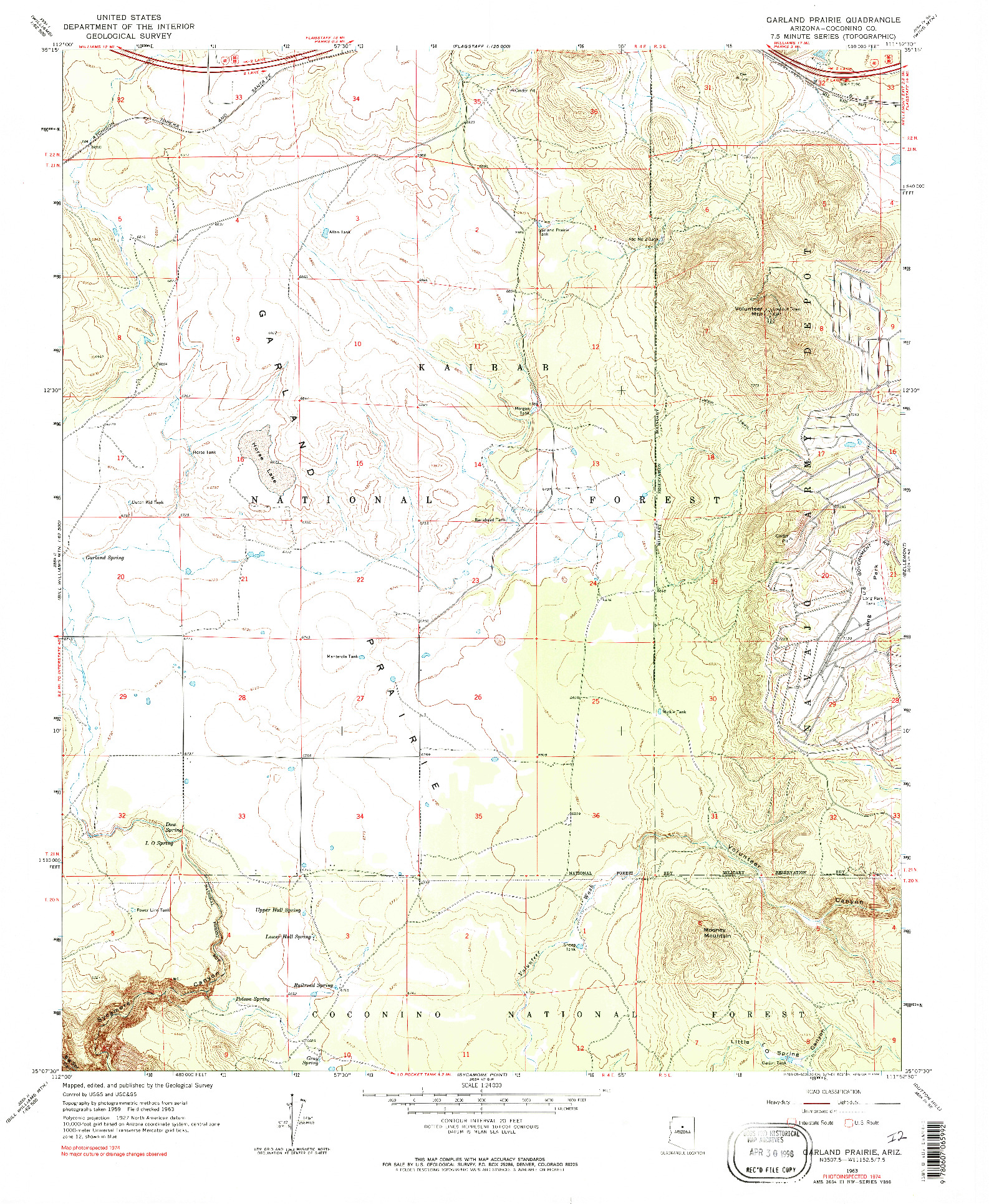 USGS 1:24000-SCALE QUADRANGLE FOR GARLAND PRAIRIE, AZ 1963