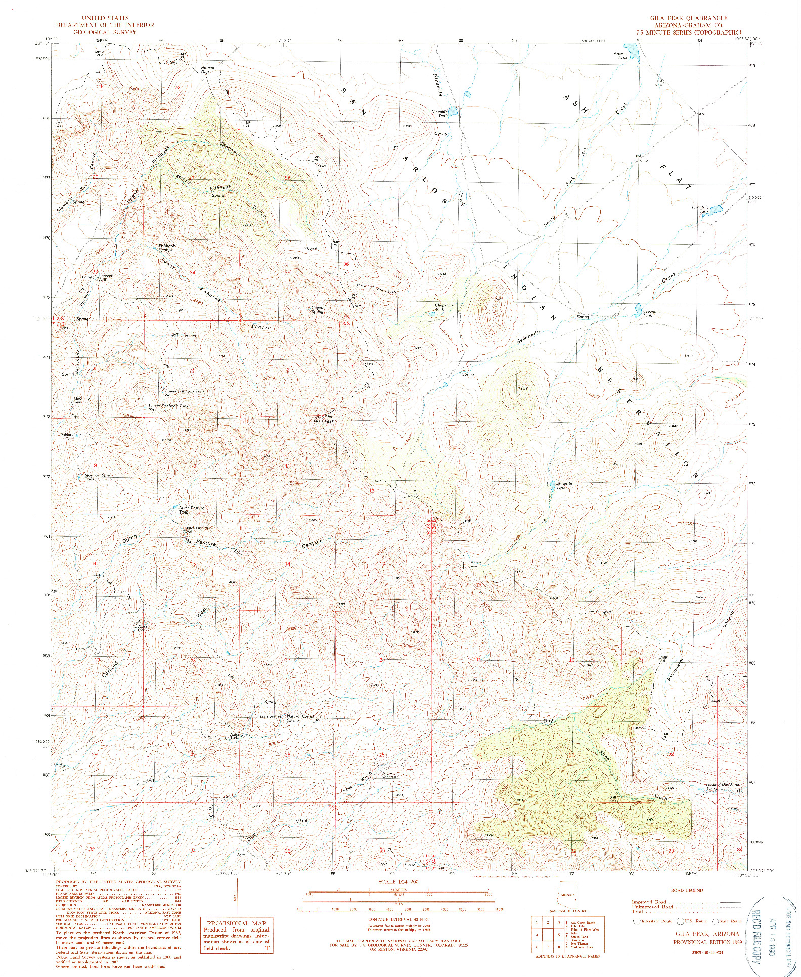 USGS 1:24000-SCALE QUADRANGLE FOR GILA PEAK, AZ 1989