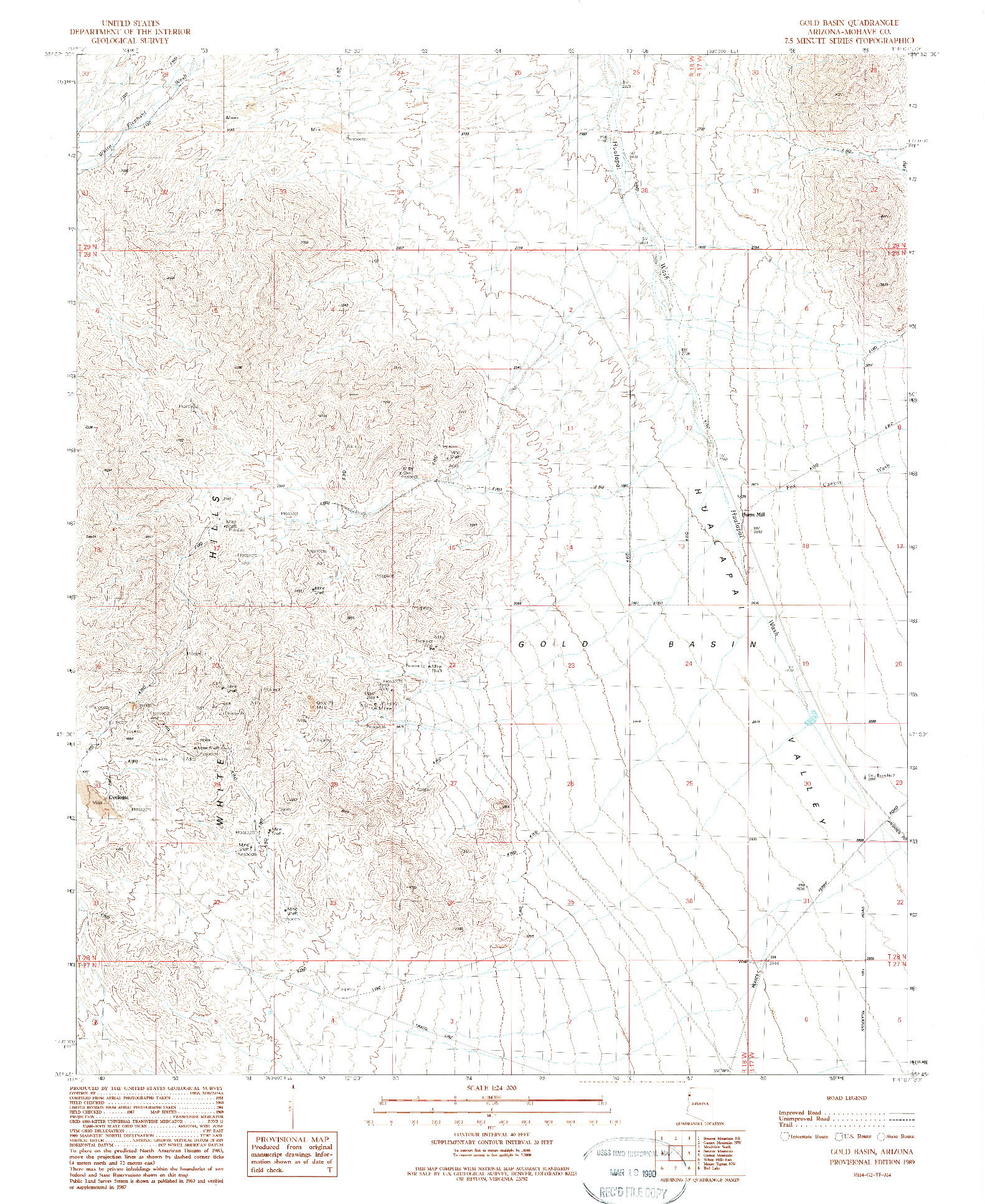 USGS 1:24000-SCALE QUADRANGLE FOR GOLD BASIN, AZ 1989