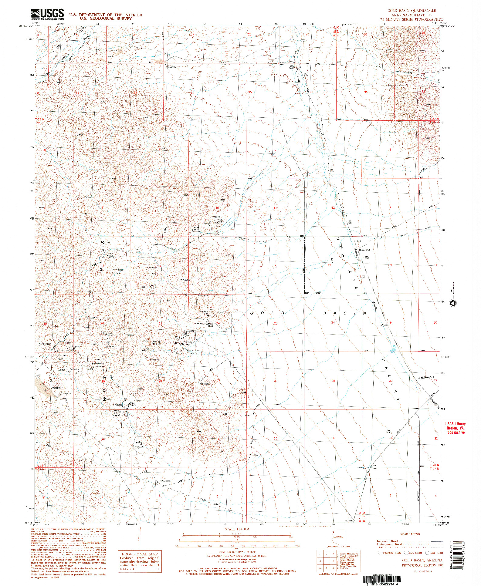 USGS 1:24000-SCALE QUADRANGLE FOR GOLD BASIN, AZ 1989