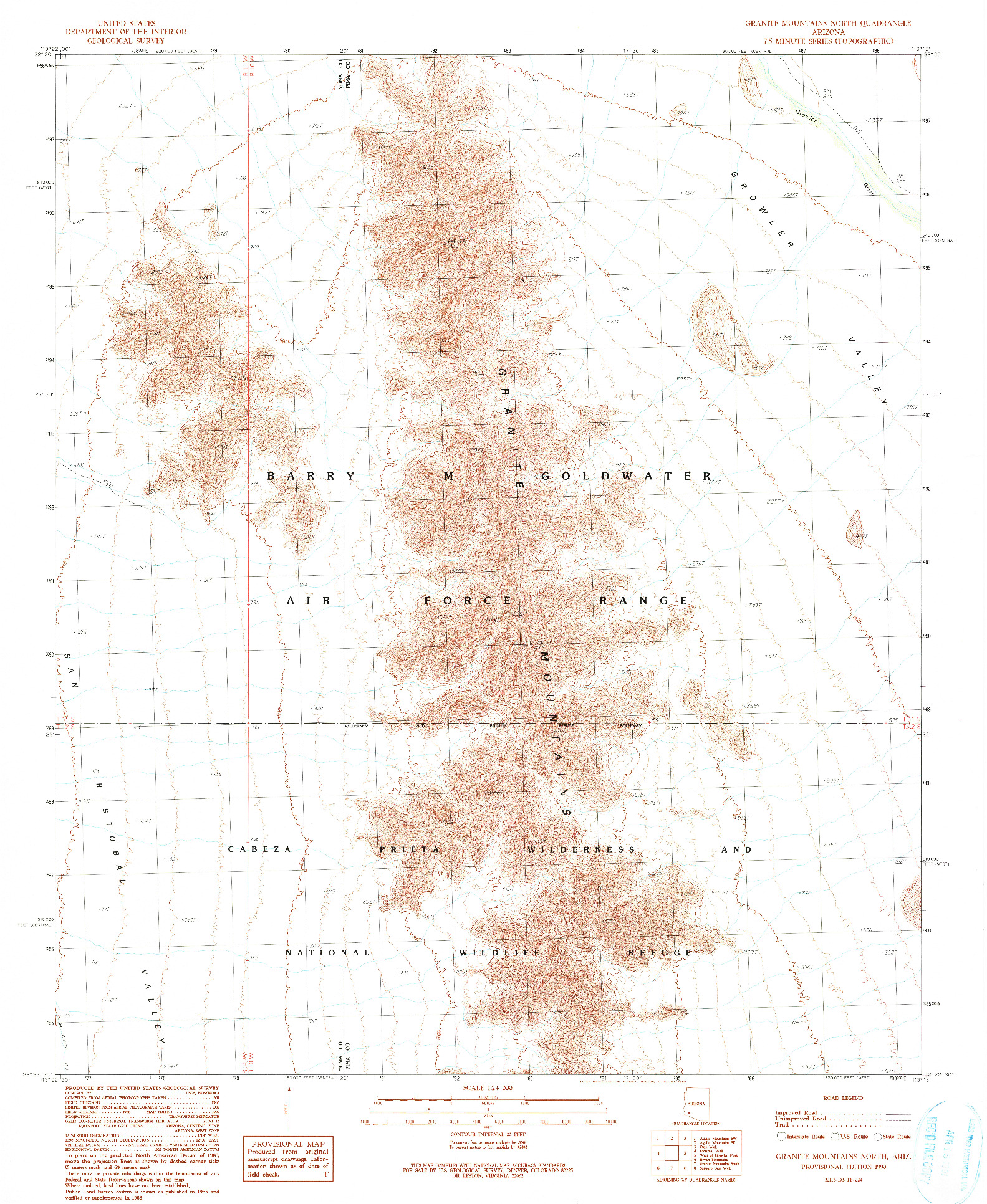 USGS 1:24000-SCALE QUADRANGLE FOR GRANITE MOUNTAINS NORTH, AZ 1990