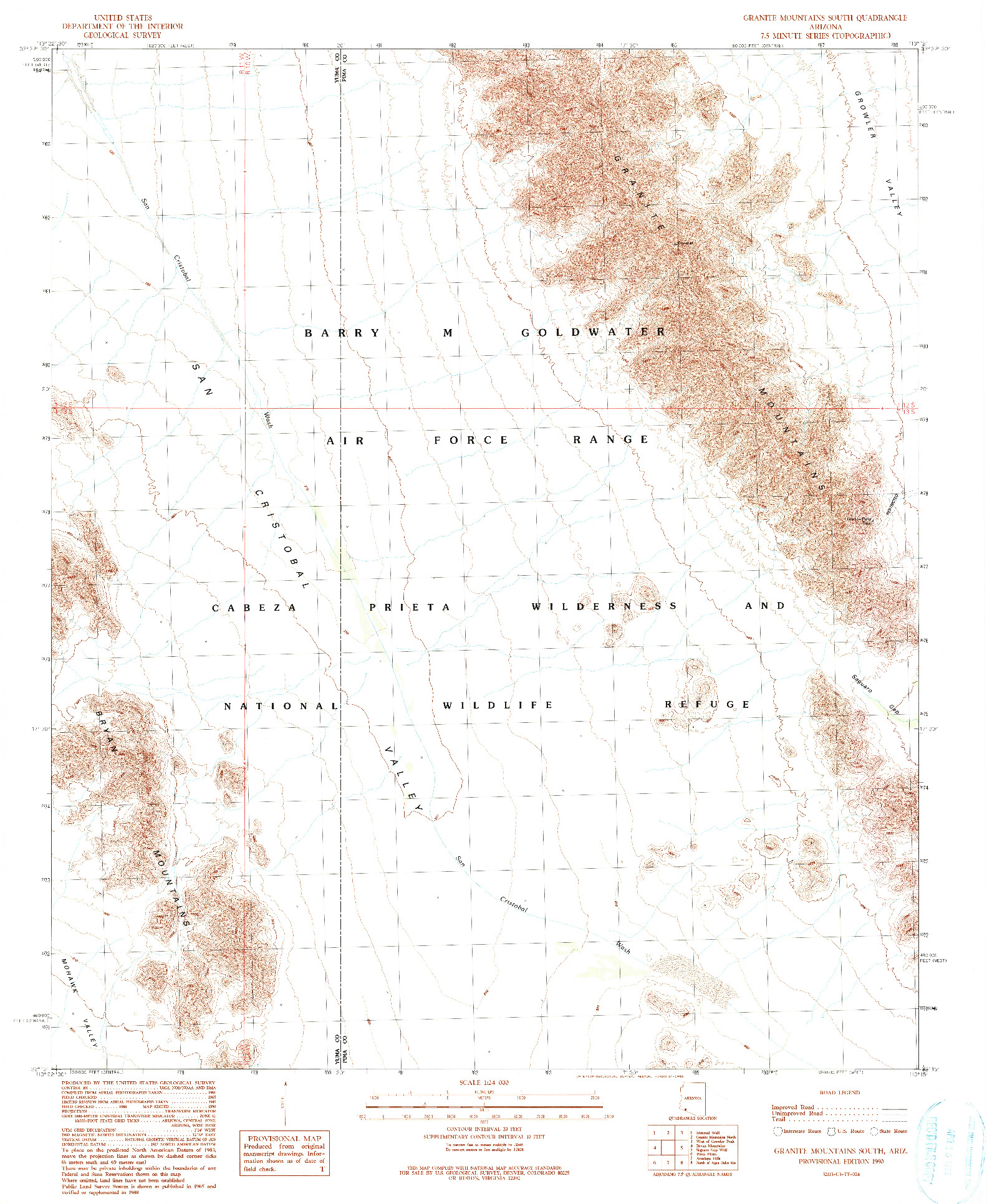 USGS 1:24000-SCALE QUADRANGLE FOR GRANITE MOUNTAINS SOUTH, AZ 1990