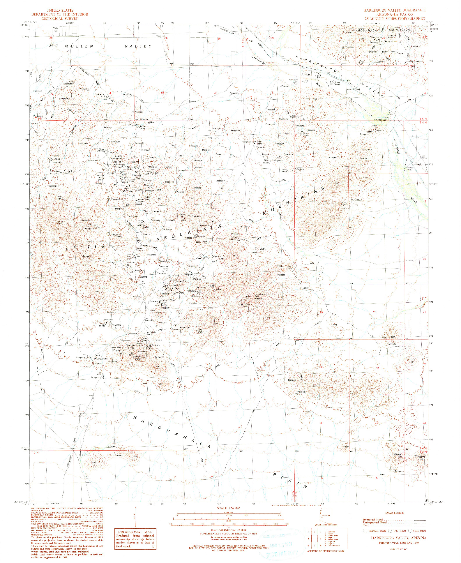 USGS 1:24000-SCALE QUADRANGLE FOR HARRISBURG VALLEY, AZ 1990