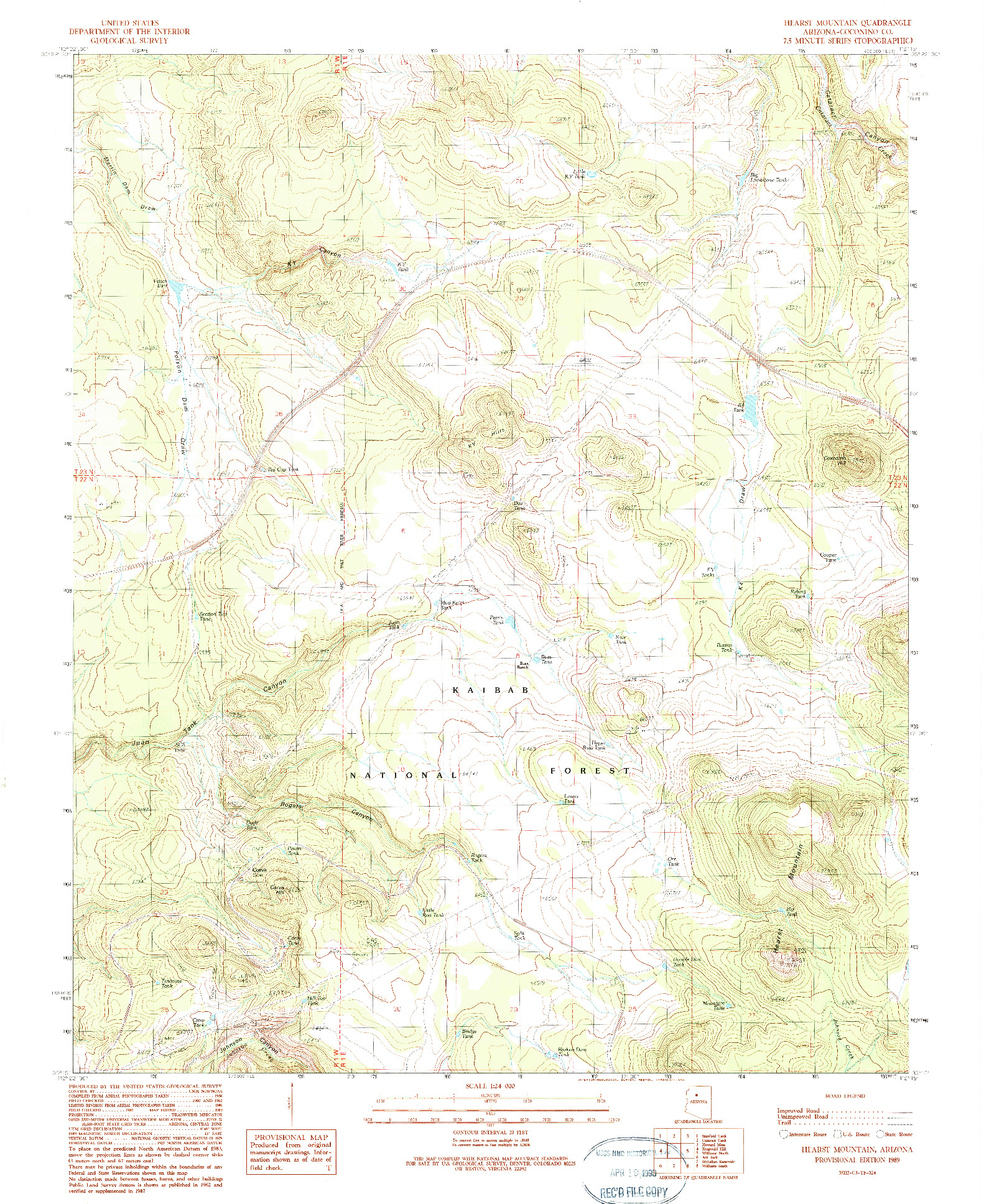 USGS 1:24000-SCALE QUADRANGLE FOR HEARST MOUNTAIN, AZ 1989