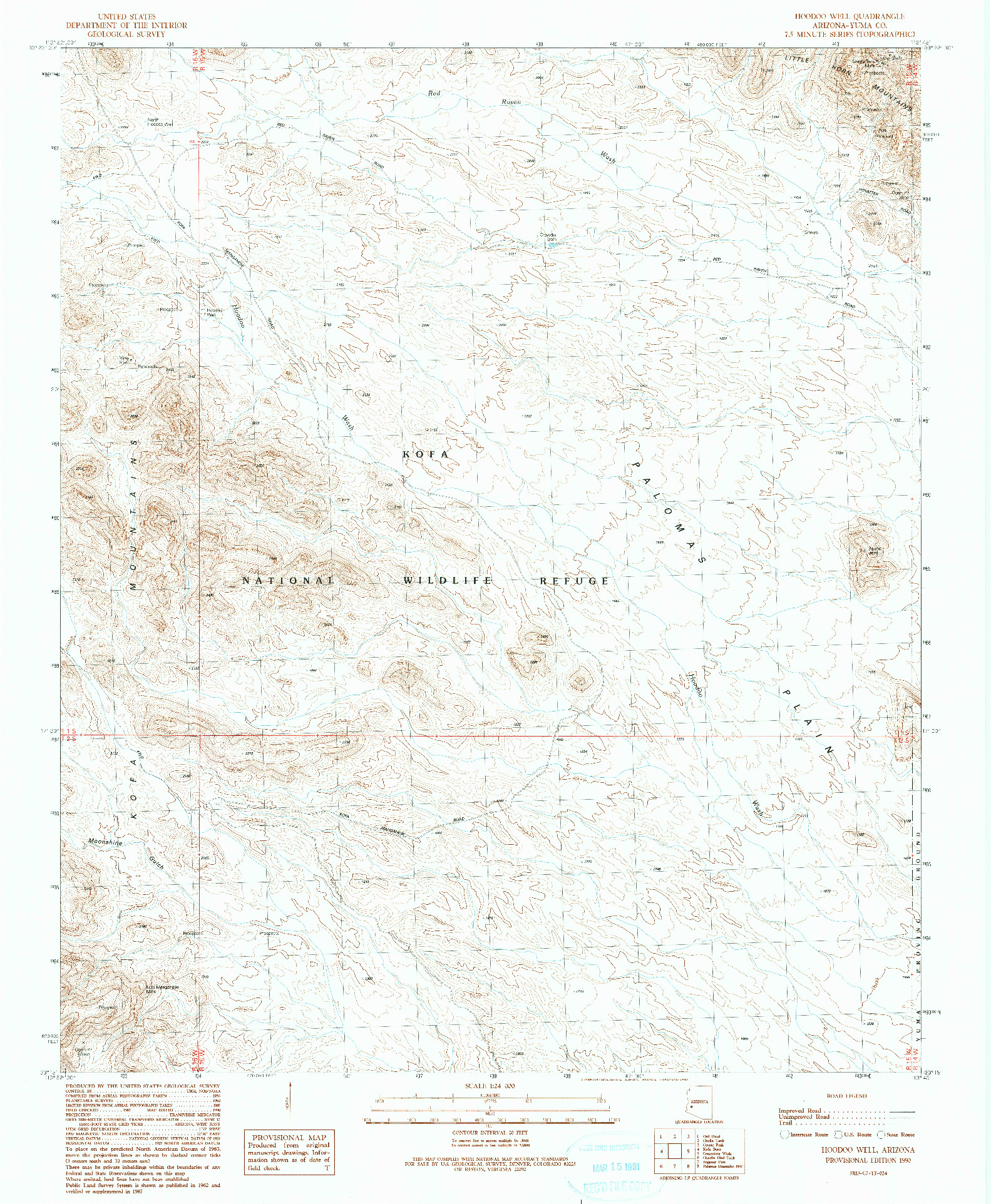 USGS 1:24000-SCALE QUADRANGLE FOR HOODOO WELL, AZ 1990