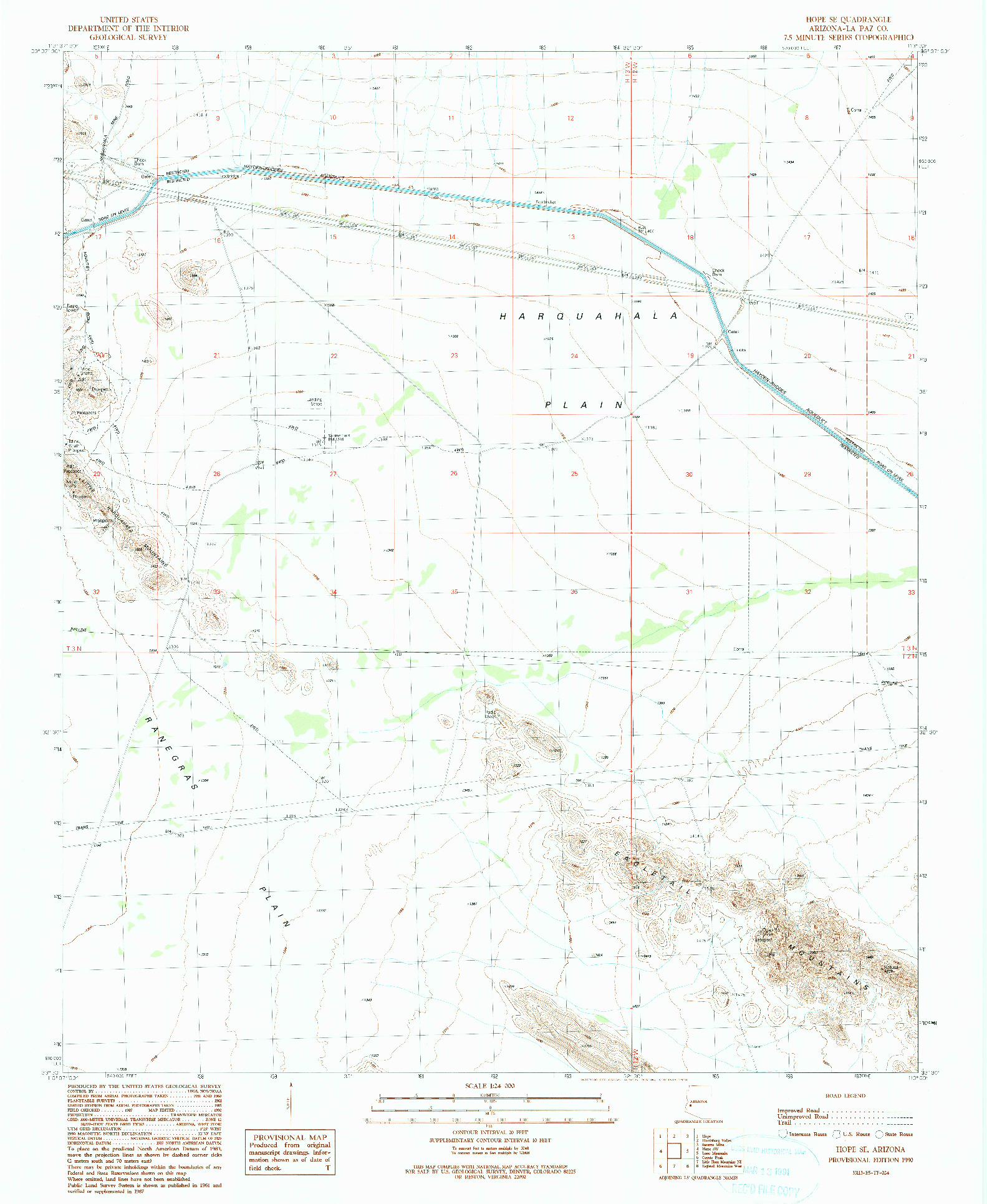 USGS 1:24000-SCALE QUADRANGLE FOR HOPE SE, AZ 1990