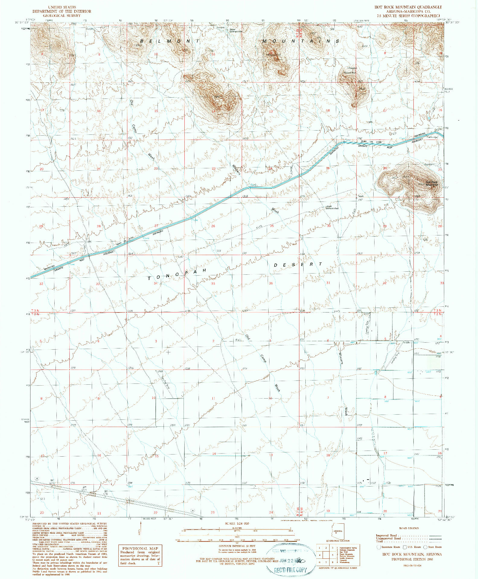 USGS 1:24000-SCALE QUADRANGLE FOR HOT ROCK MOUNTAIN, AZ 1990