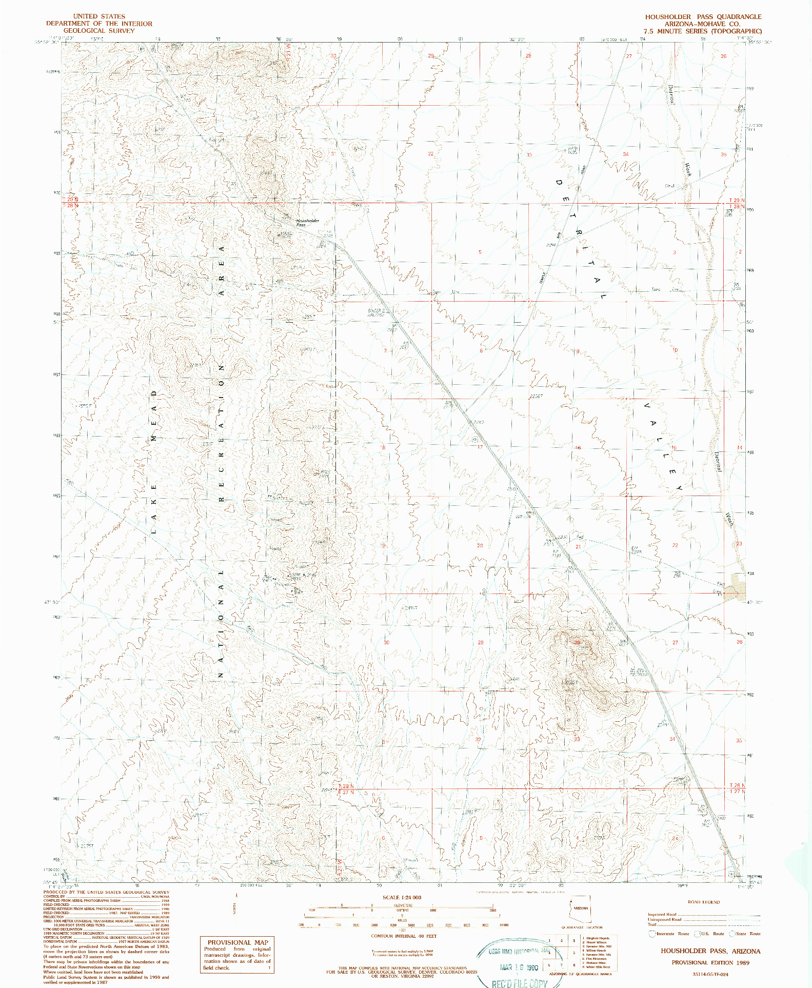 USGS 1:24000-SCALE QUADRANGLE FOR HOUSHOLDER PASS, AZ 1989