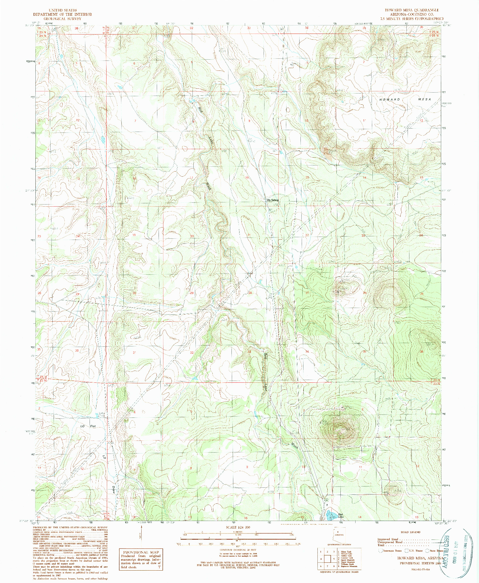 USGS 1:24000-SCALE QUADRANGLE FOR HOWARD MESA, AZ 1989