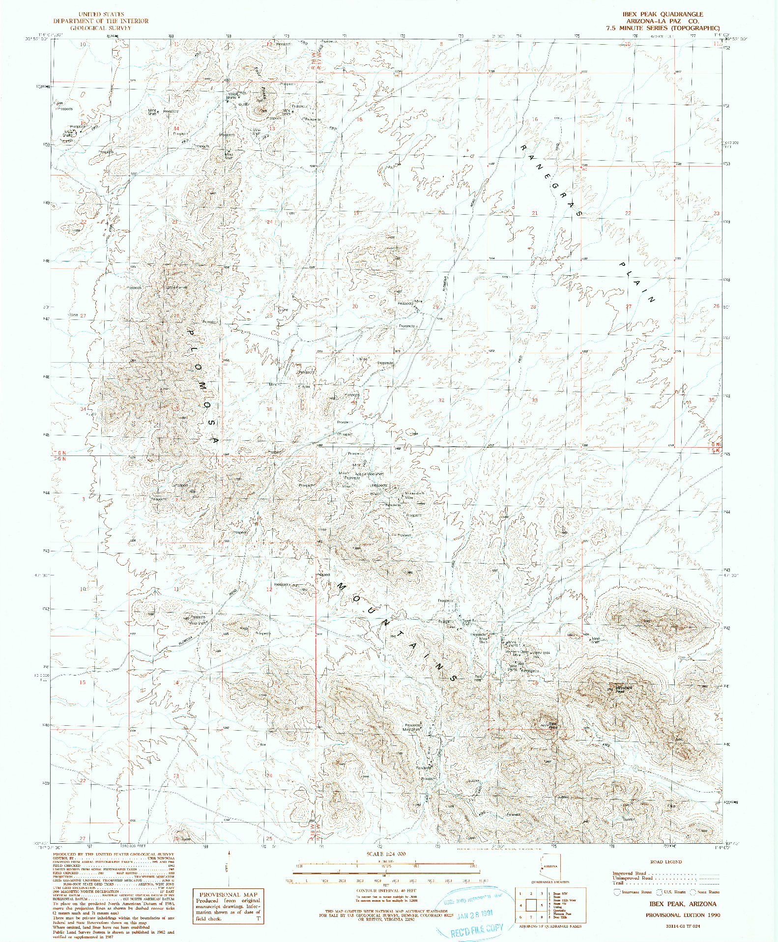 USGS 1:24000-SCALE QUADRANGLE FOR IBEX PEAK, AZ 1990
