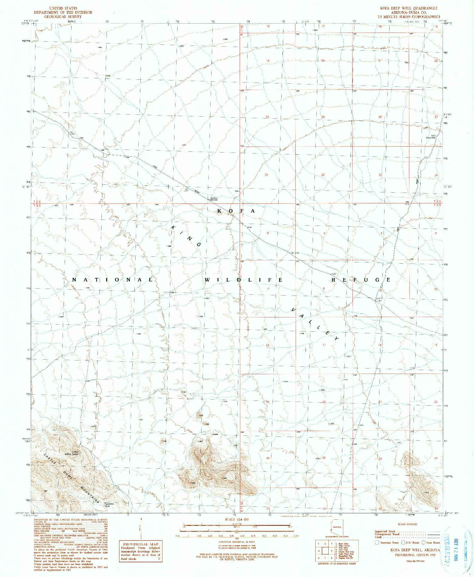 USGS 1:24000-SCALE QUADRANGLE FOR KOFA DEEP WELL, AZ 1990
