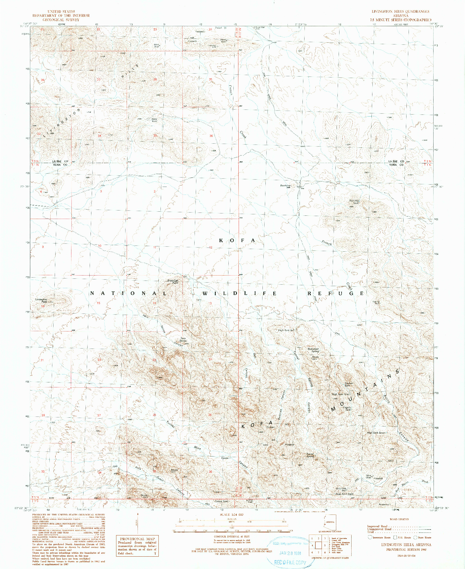 USGS 1:24000-SCALE QUADRANGLE FOR LIVINGSTON HILLS, AZ 1990