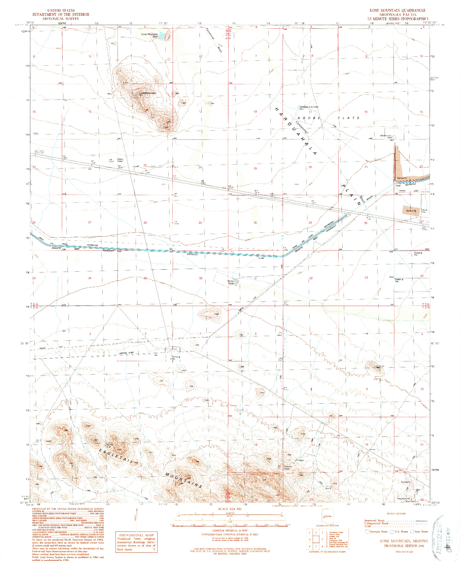 USGS 1:24000-SCALE QUADRANGLE FOR LONE MOUNTAIN, AZ 1990