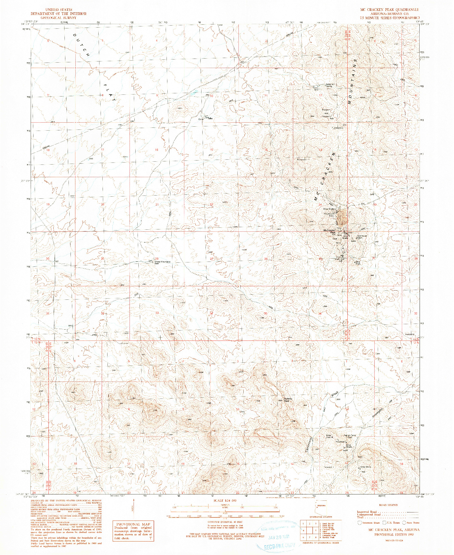 USGS 1:24000-SCALE QUADRANGLE FOR MCCRACKEN PEAK, AZ 1990