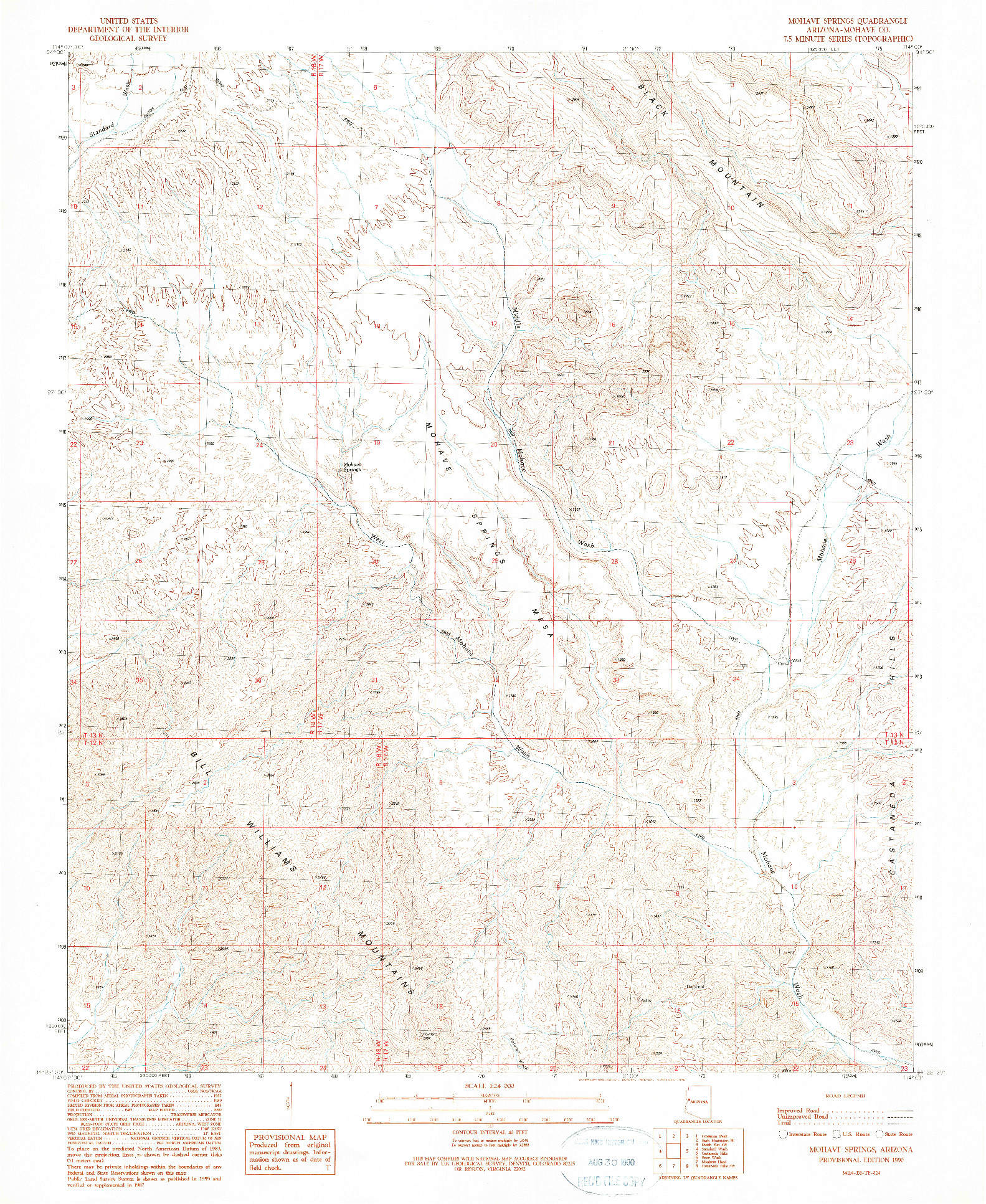 USGS 1:24000-SCALE QUADRANGLE FOR MOHAVE SPRINGS, AZ 1990