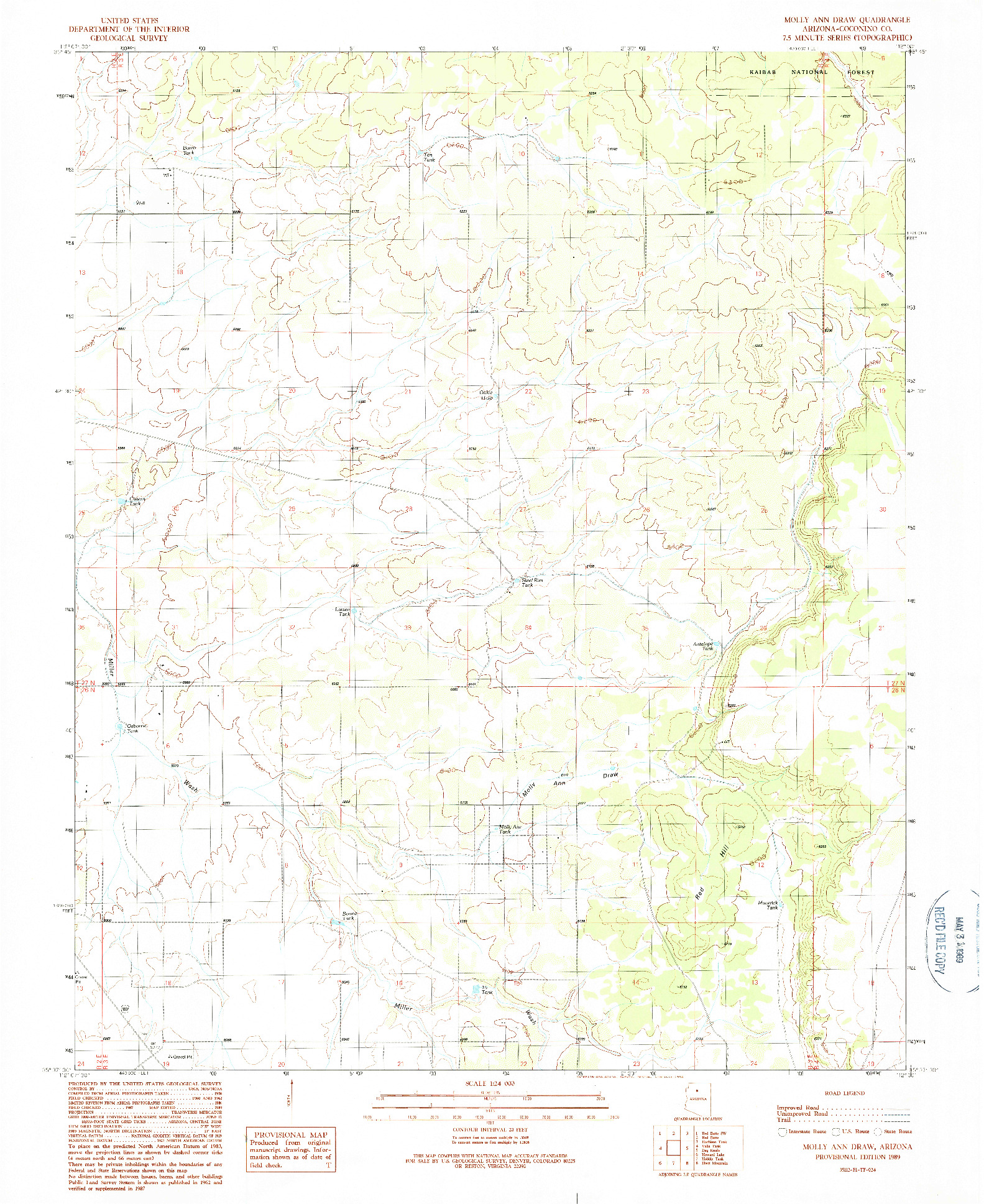 USGS 1:24000-SCALE QUADRANGLE FOR MOLLY ANN DRAW, AZ 1989