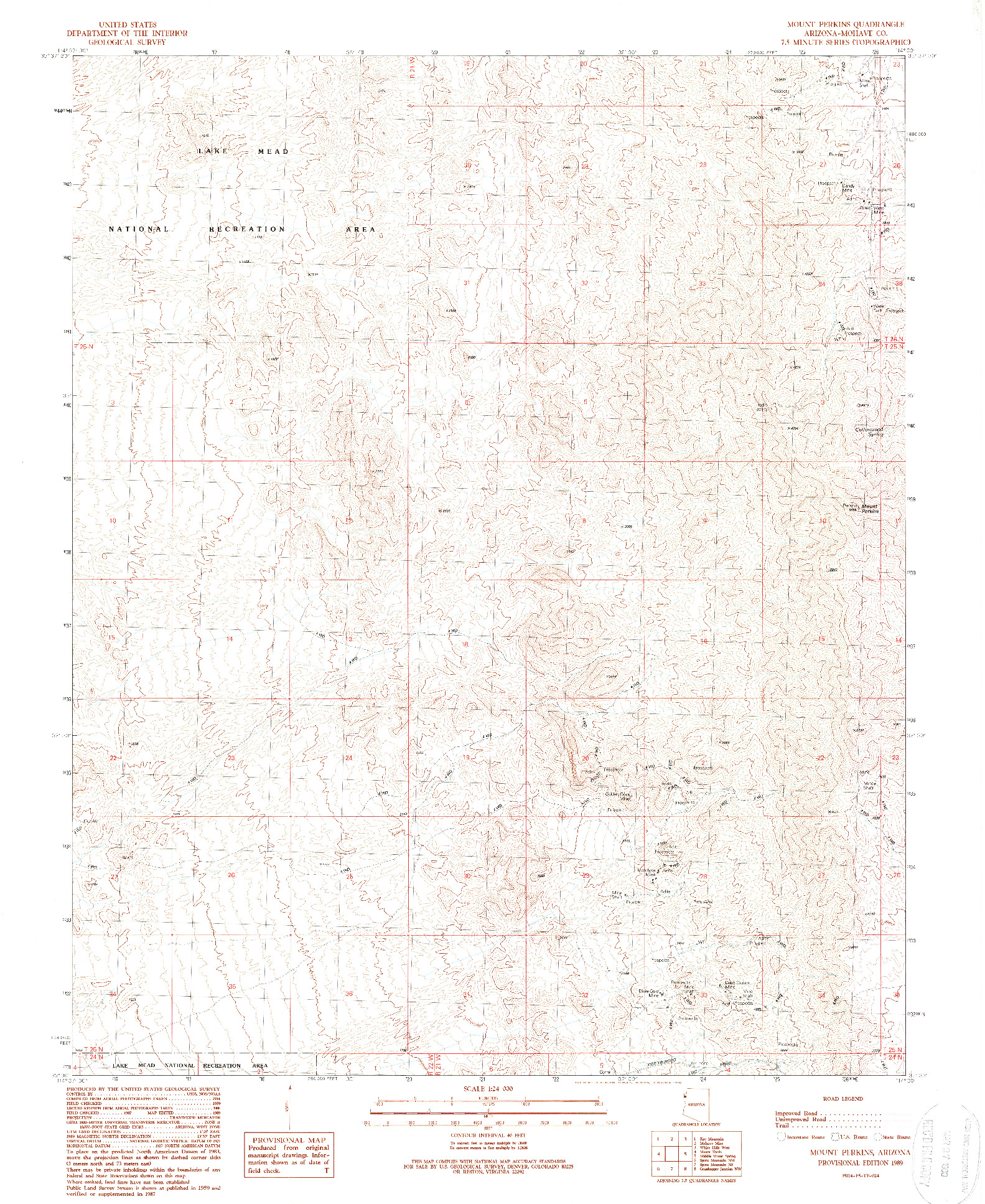 USGS 1:24000-SCALE QUADRANGLE FOR MOUNT PERKINS, AZ 1989