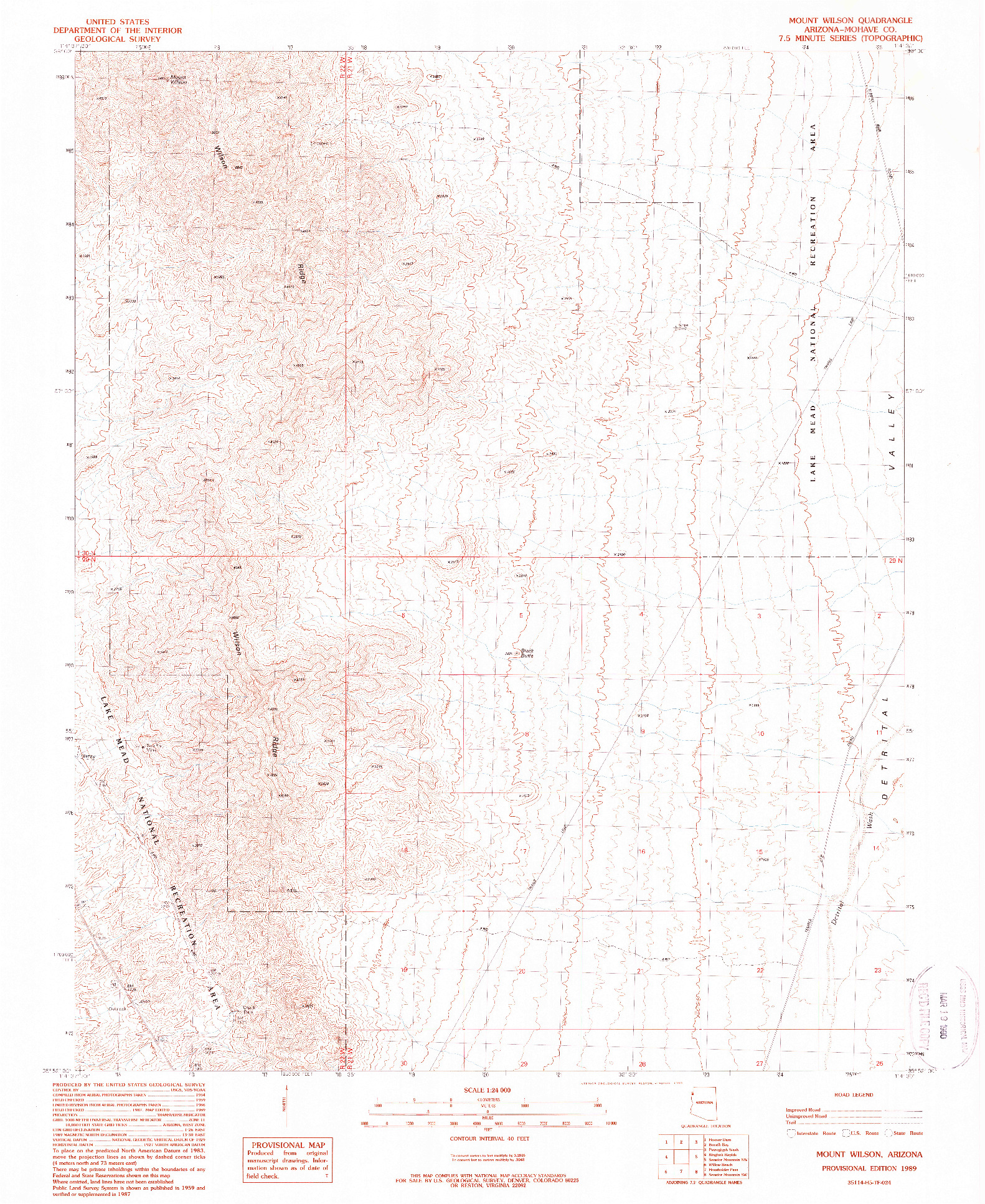 USGS 1:24000-SCALE QUADRANGLE FOR MOUNT WILSON, AZ 1989