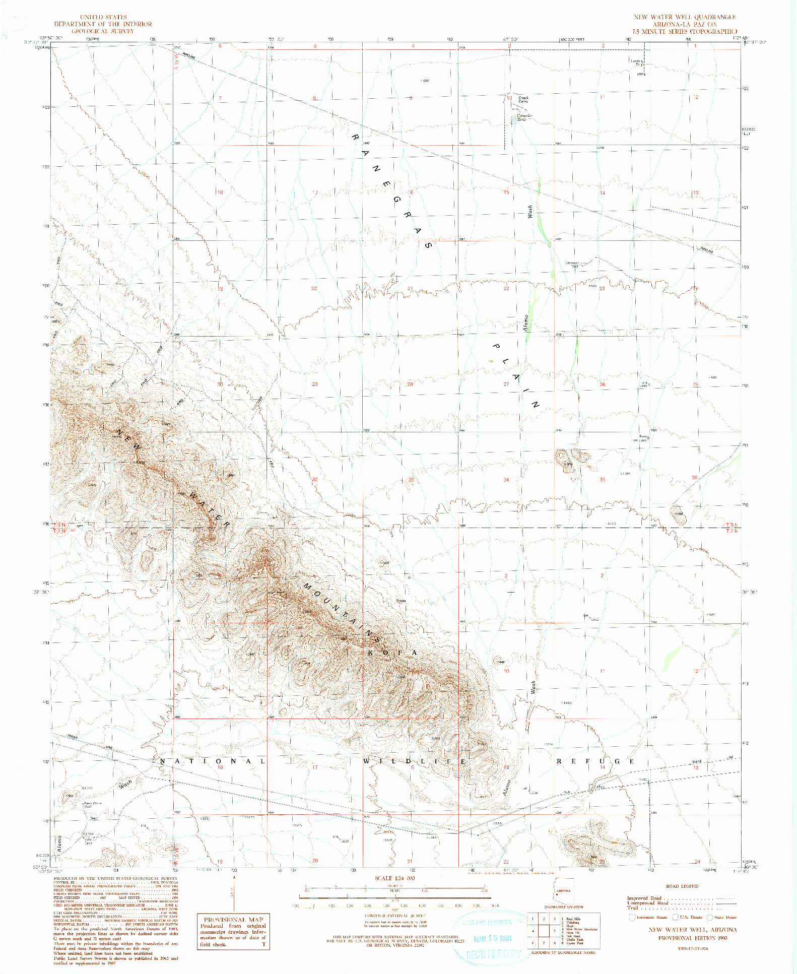 USGS 1:24000-SCALE QUADRANGLE FOR NEW WATER WELL, AZ 1990