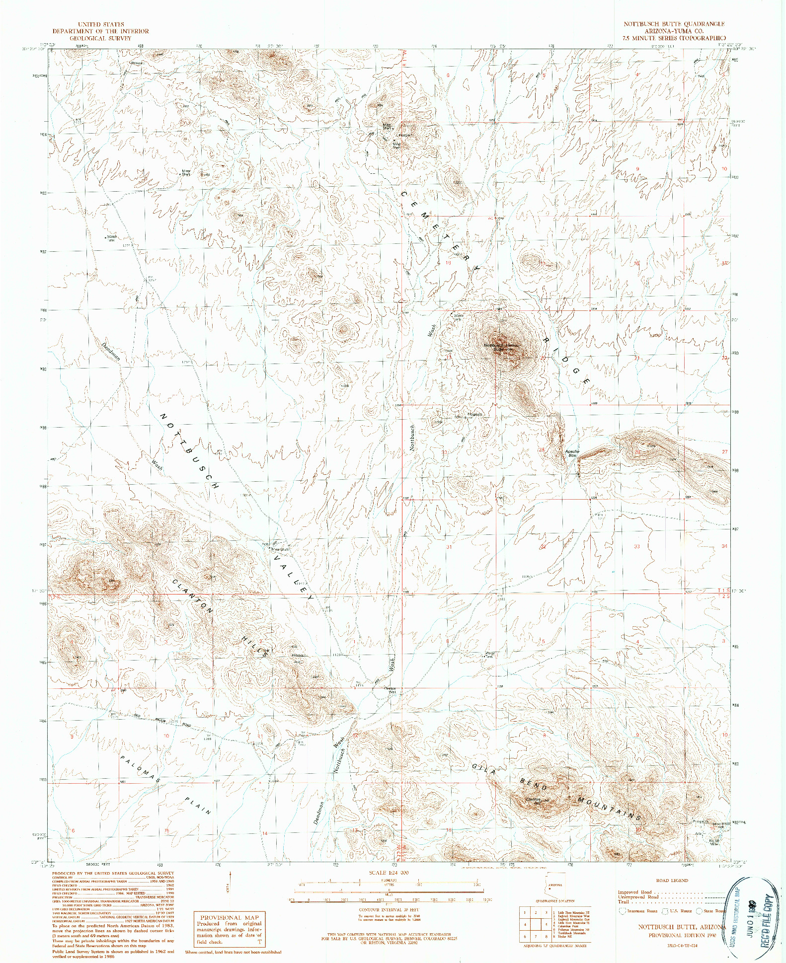 USGS 1:24000-SCALE QUADRANGLE FOR NOTTBUSCH BUTTE, AZ 1990